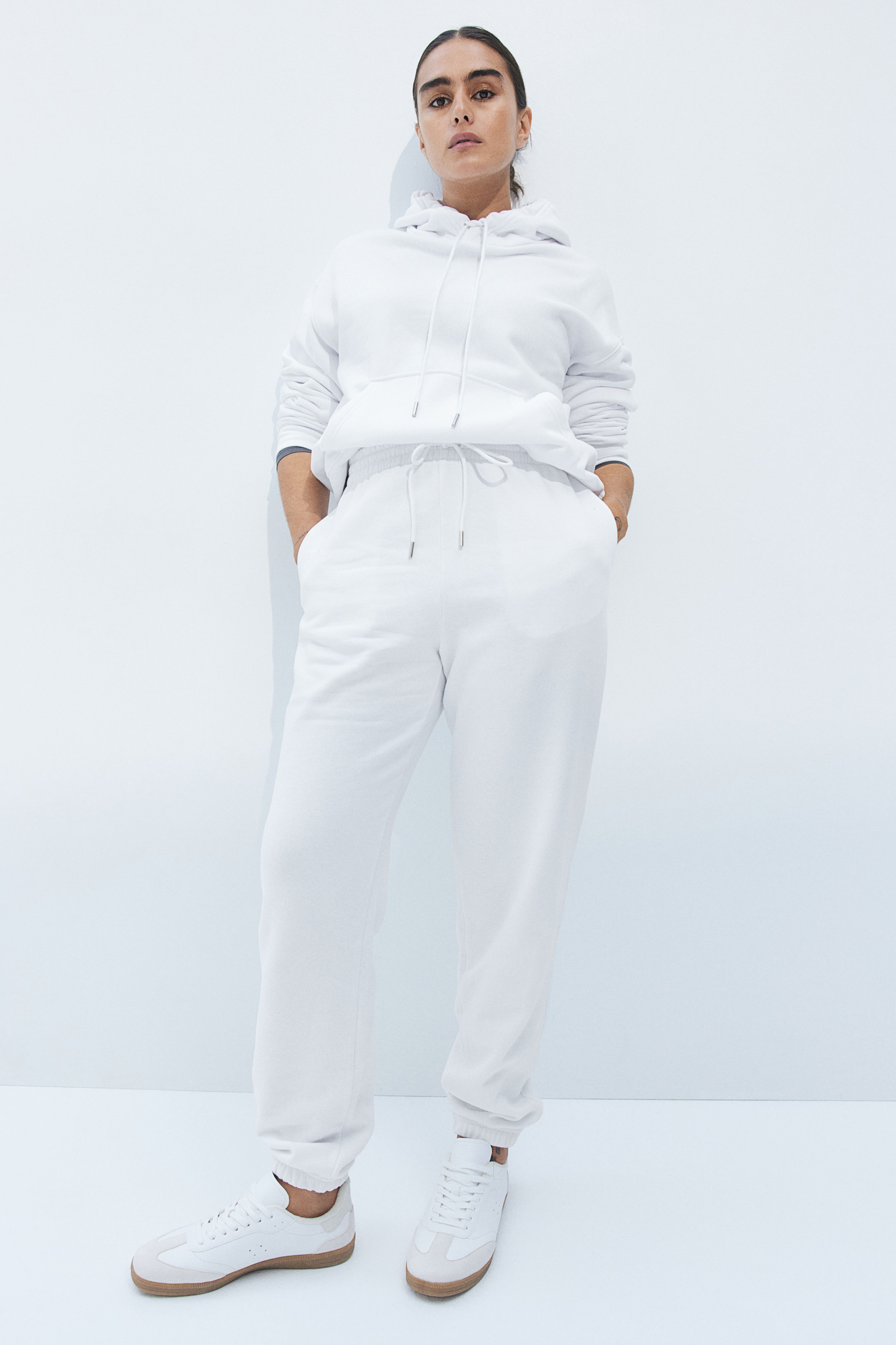 Pantalon en molleton de coton melange Blanc FEMME H M FR