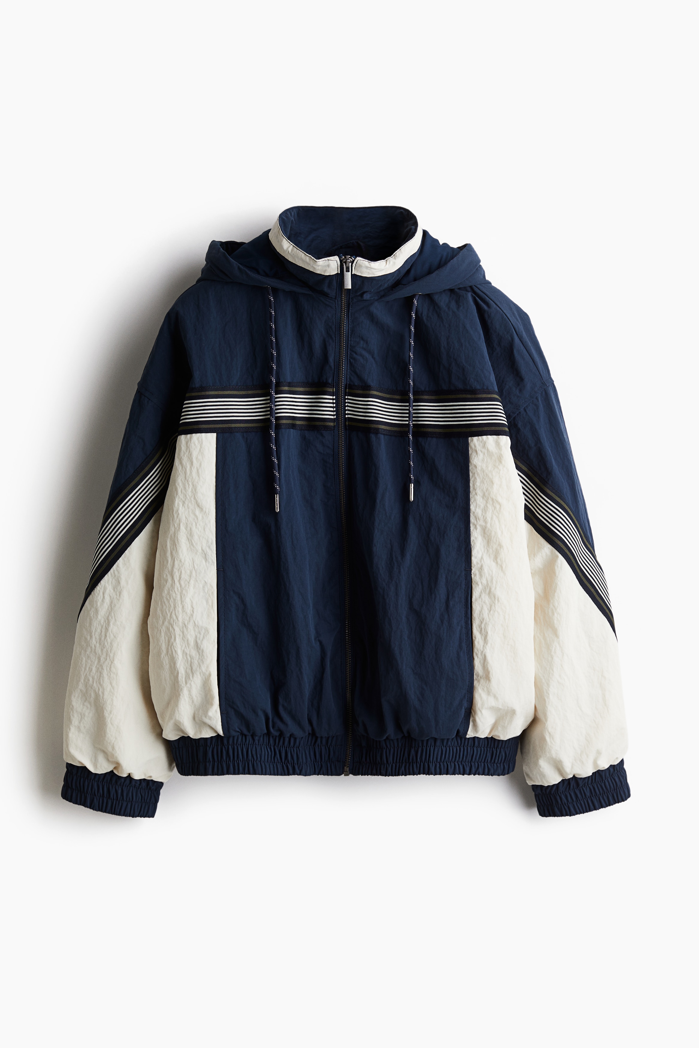 フーデッドトラックジャケット - ダークブルー／カラーブロック