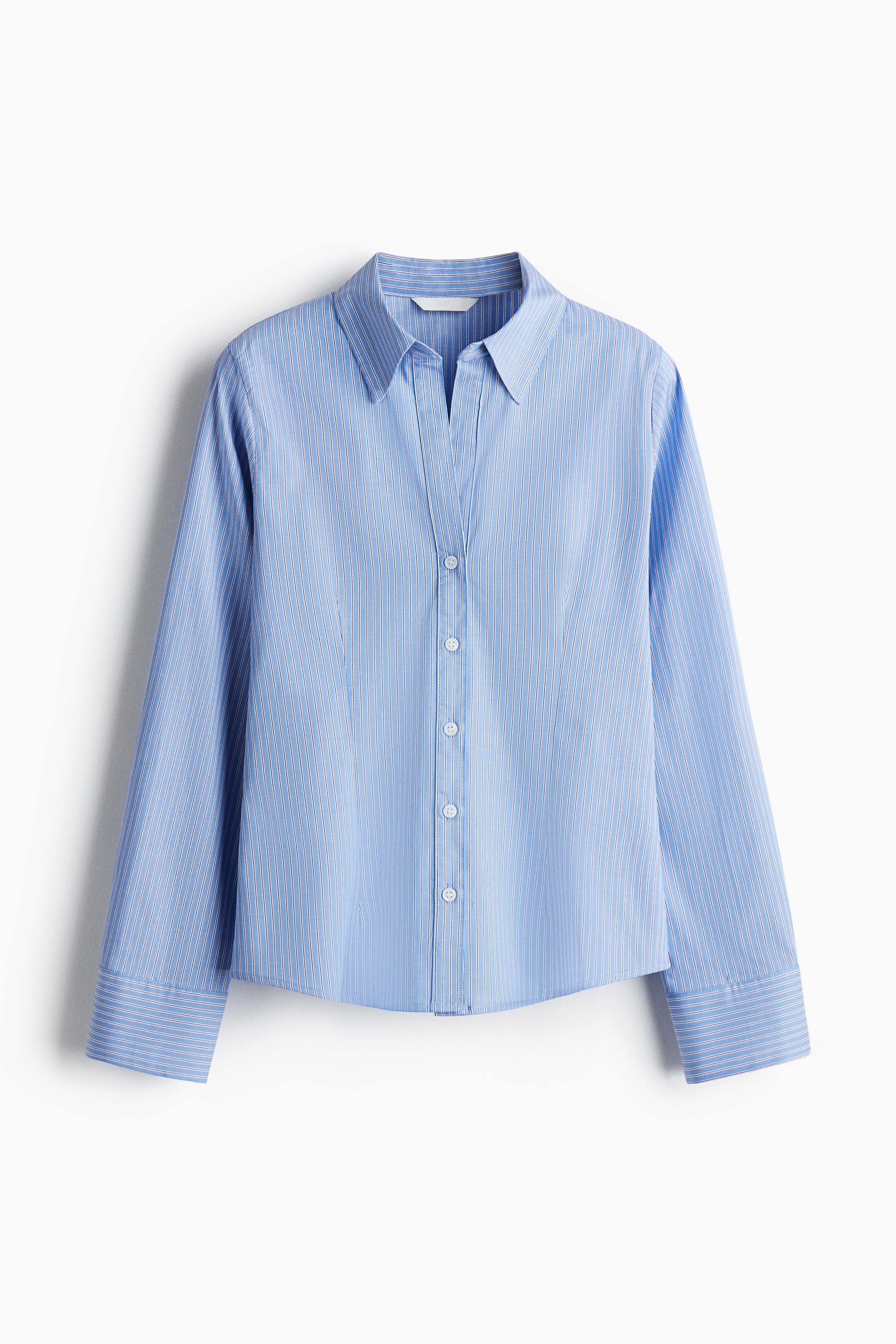 Stretchy Cotton Shirt - Light blue/Stripe/Navy blue/Pinstripe