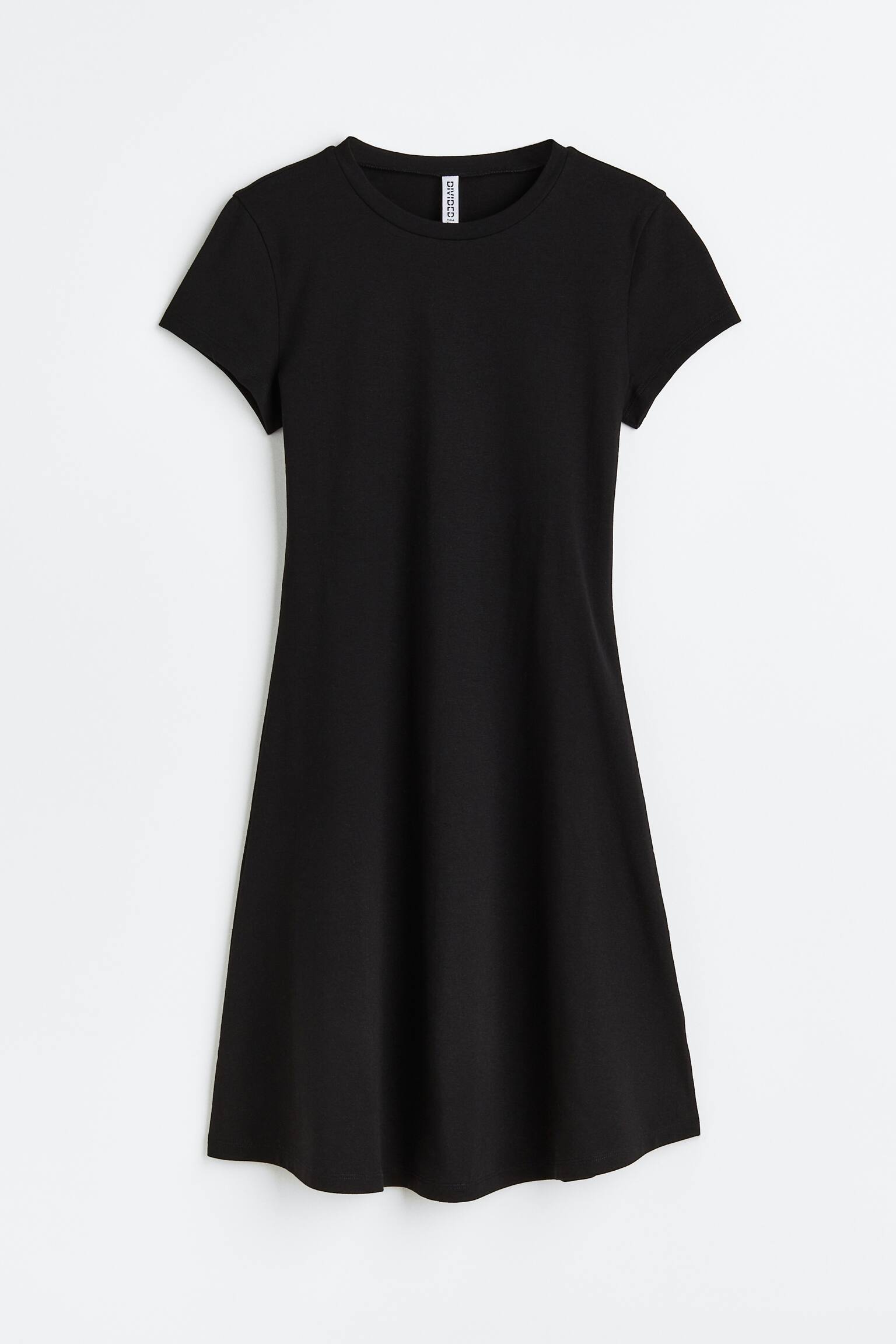 Flared-skirt jersey dress - Black