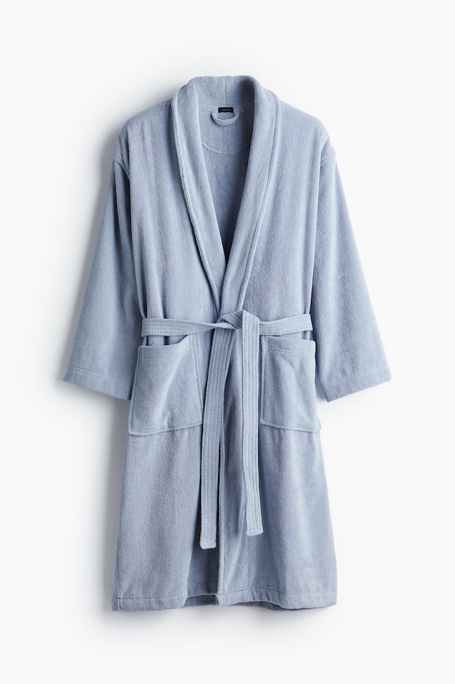 Cotton terry dressing gown - Light dusty blue/Mole/Dark brown/Dusty pink/Light mole/Dusty blue/Light mole/Dark grey/White/Green - 1
