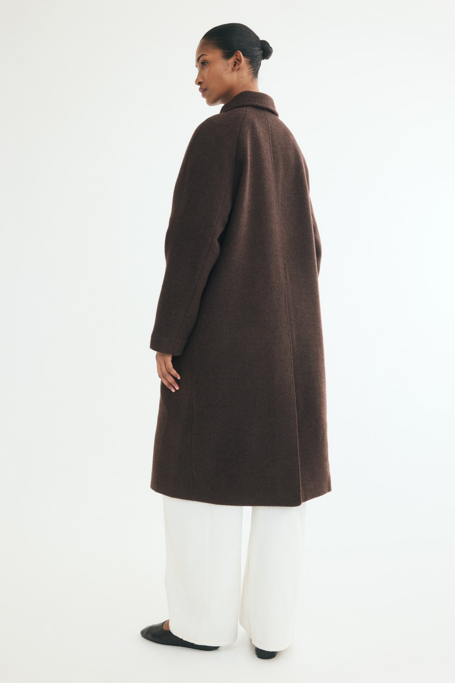 Женское пальто H&M Wool-Blend Car, цвет: Тёмный коричневый — фото 7