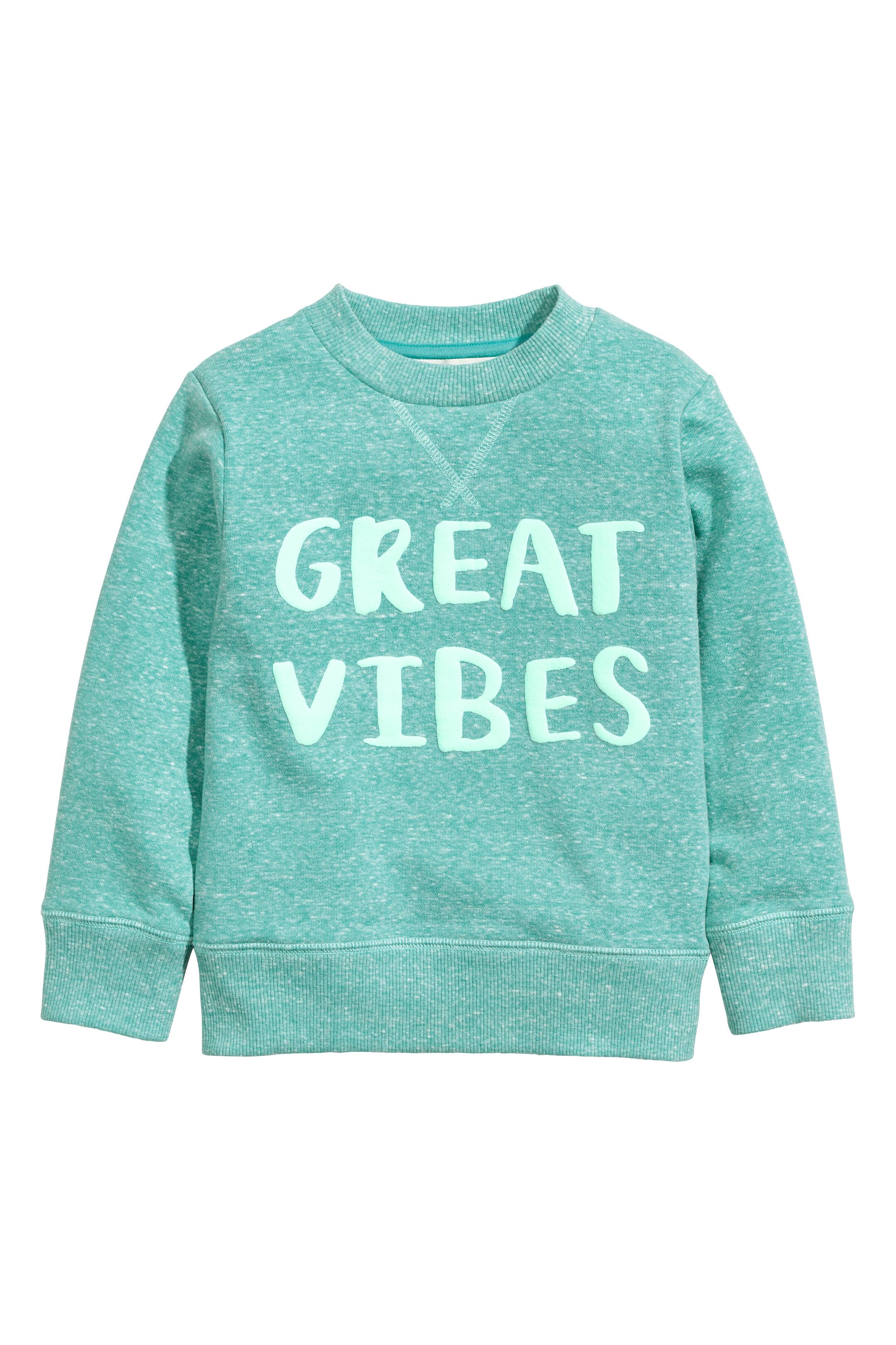 View larger image: Printed sweatshirt - Mint green marl - Kids | H&M GB 1