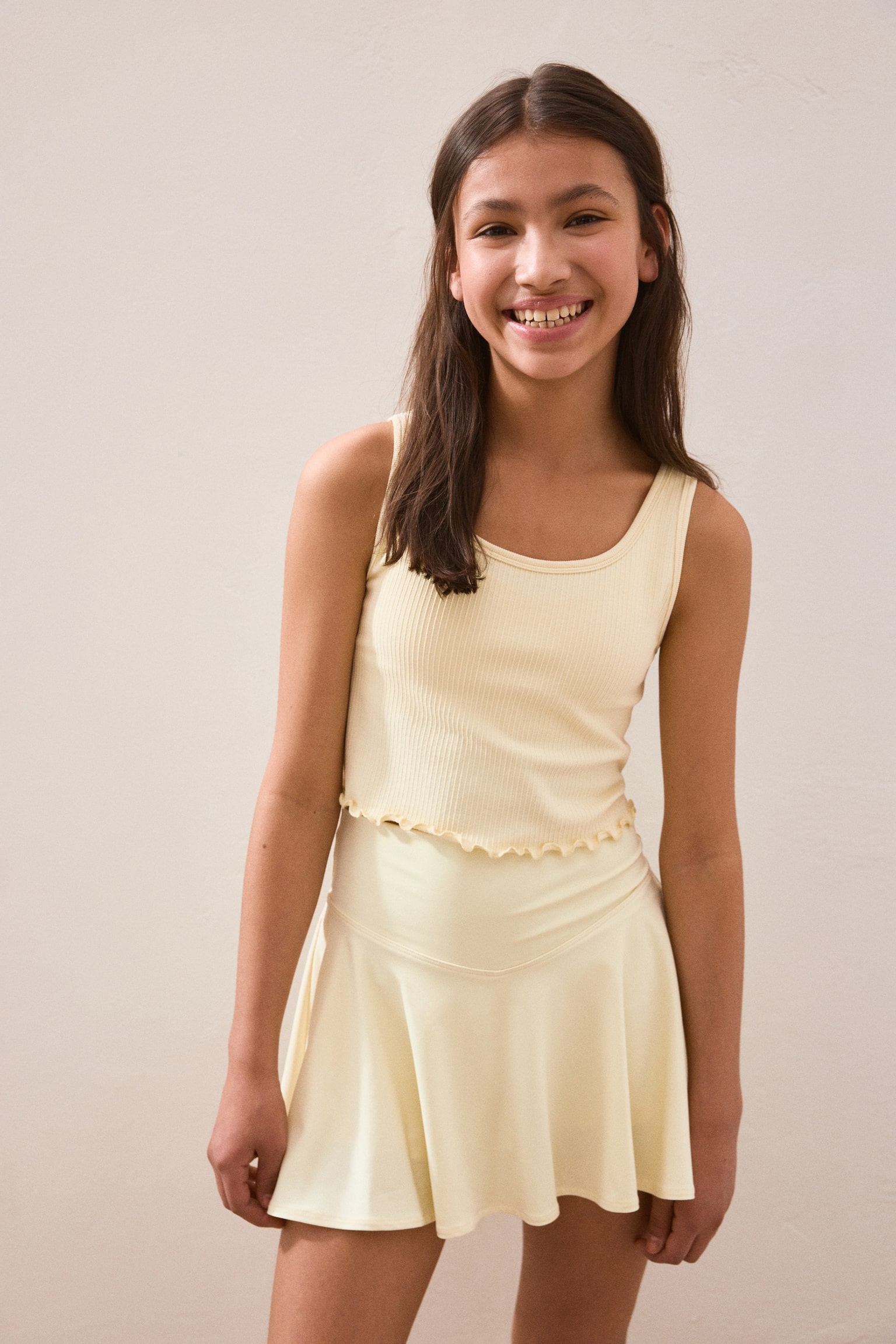 Tennis skirt with DryMove™ - Light yellow/Black - 1