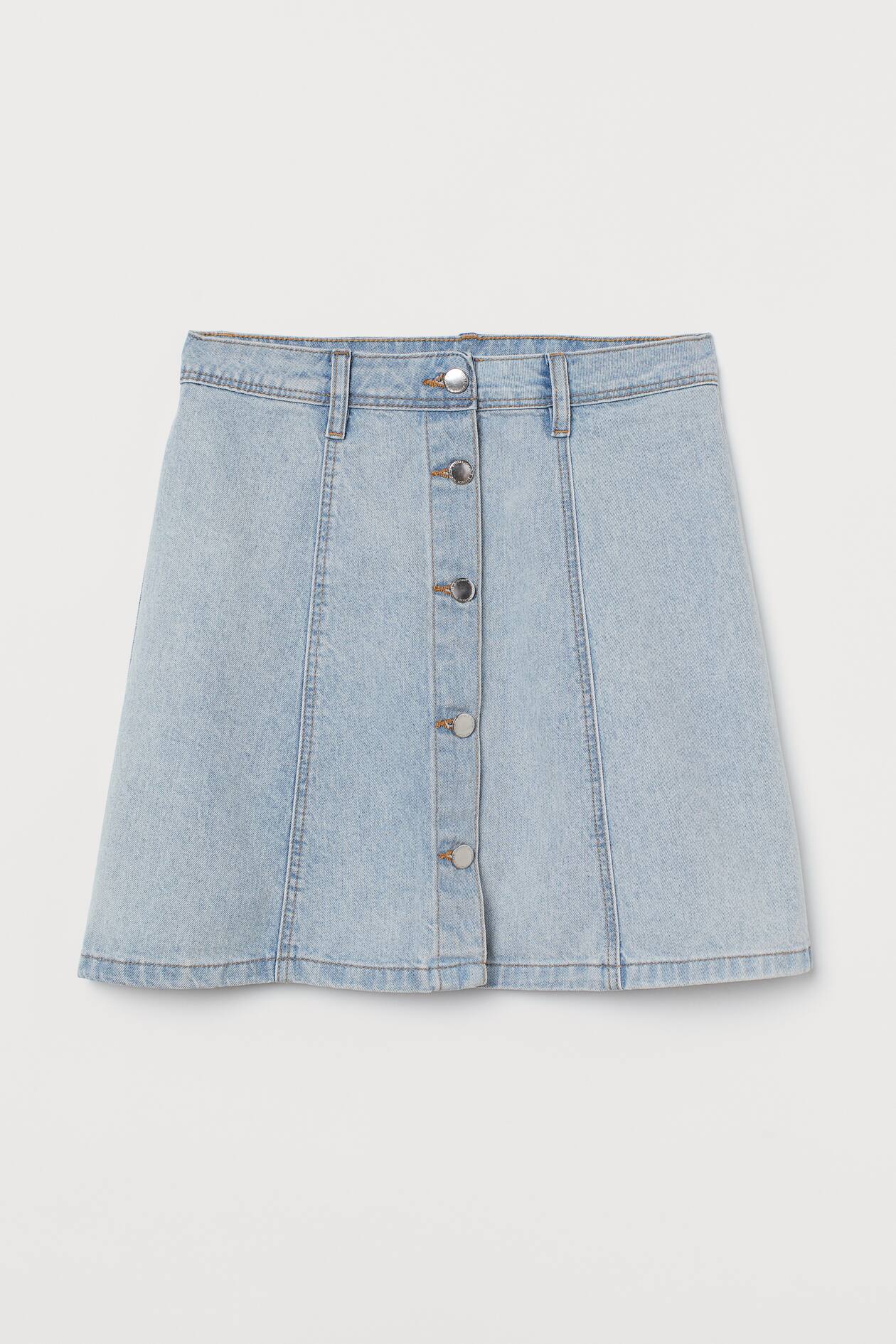 A-line Skirt - High waist - Short - Pale denim blue - Ladies | H&M US