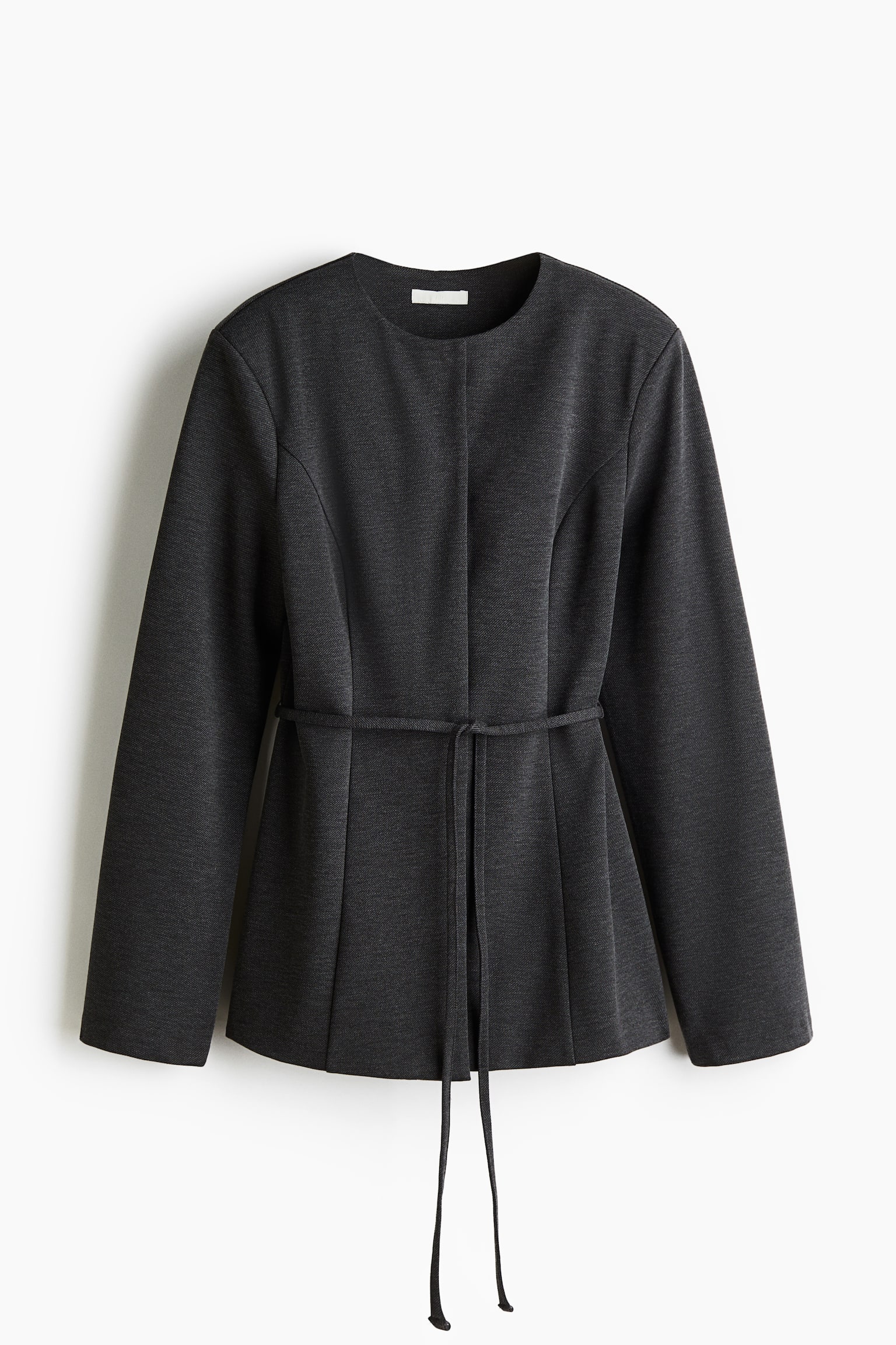Женский пиджак H&M Ponte Blazer with Belt, цвет: Тёмный серый меланжевый — фото 1