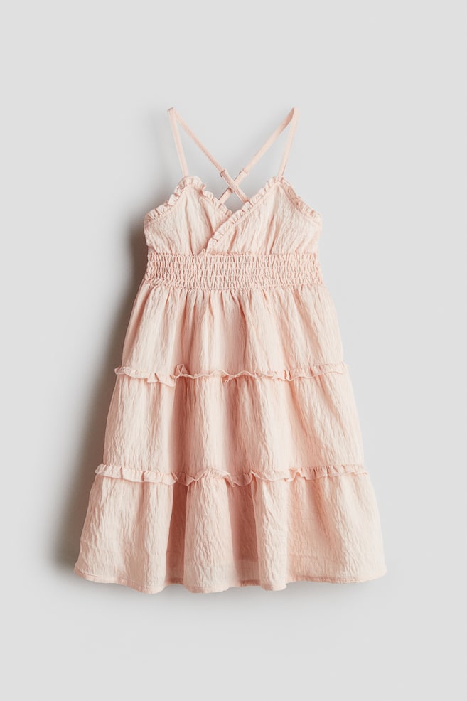 Vestido fruncido con volantes - Rosa claro - 1