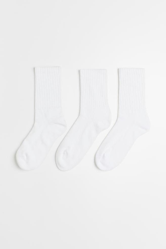 3-pack sokker - Hvit/Sort/Lys grå/Stripet - 1