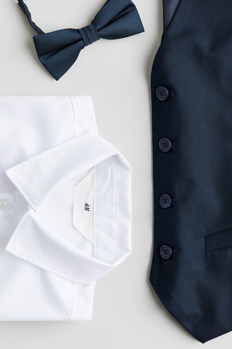 Completo Smoking Bambino Grigio 5 Pezzi - Giacca, Gilet, Camicia, Cravatta, Pantaloni Per Cerimonie 5-13 Anni