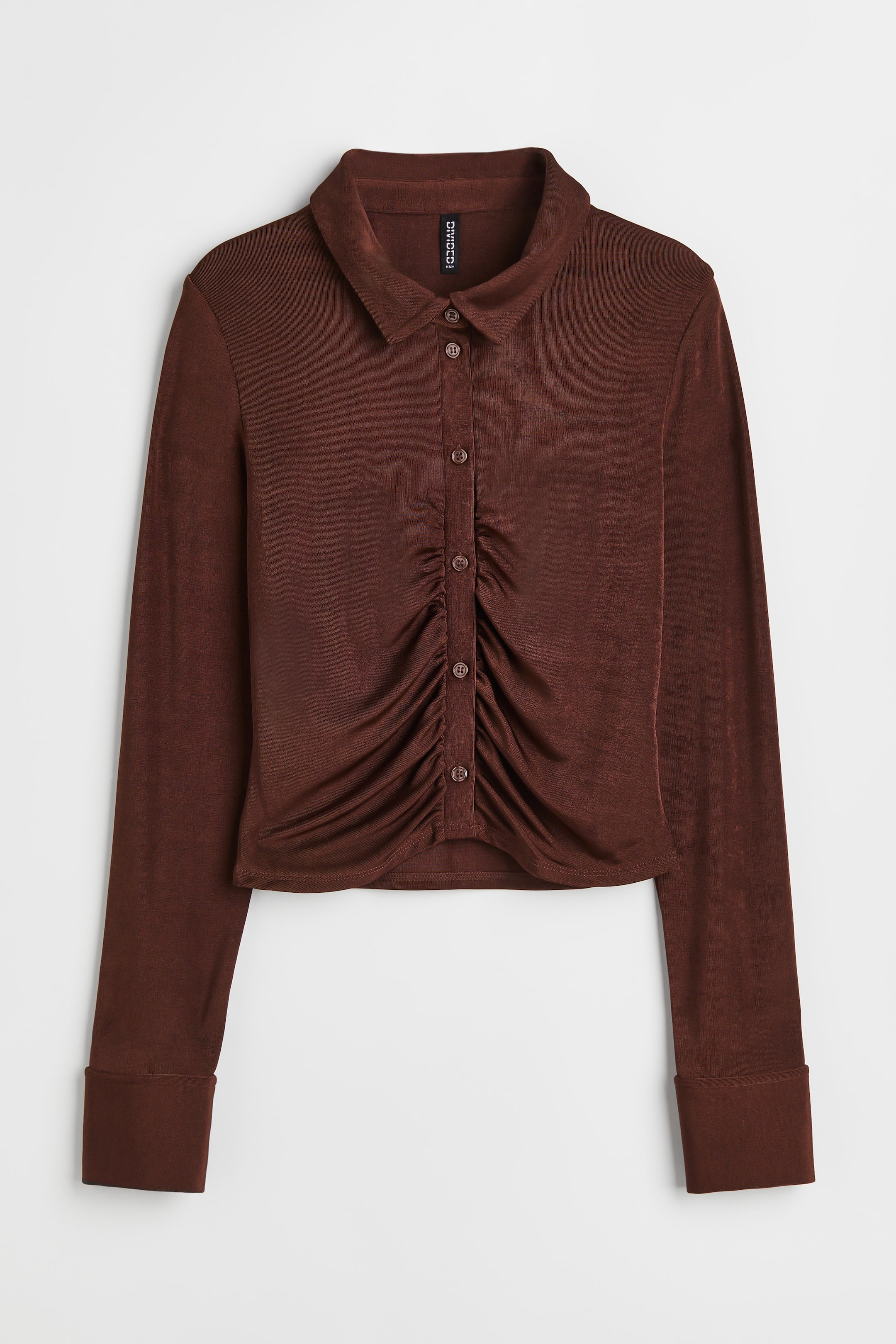 View larger image: Airy jersey blouse - Dark brown - Ladies | H&M 1