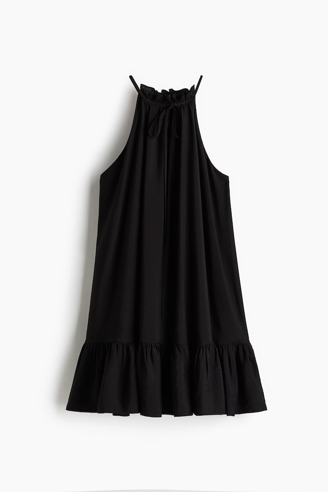 Vestido sin mangas con volantes - Negro/Crema/Rosa - 1