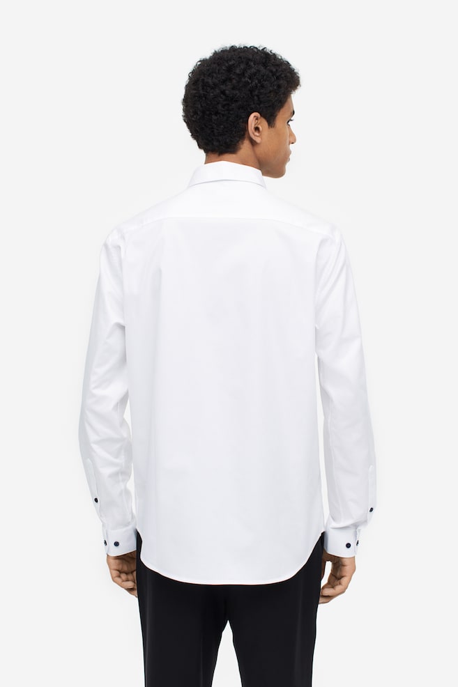 Skjorte i premium cotton Slim Fit - Hvid/Lyseblå/Sort - 3