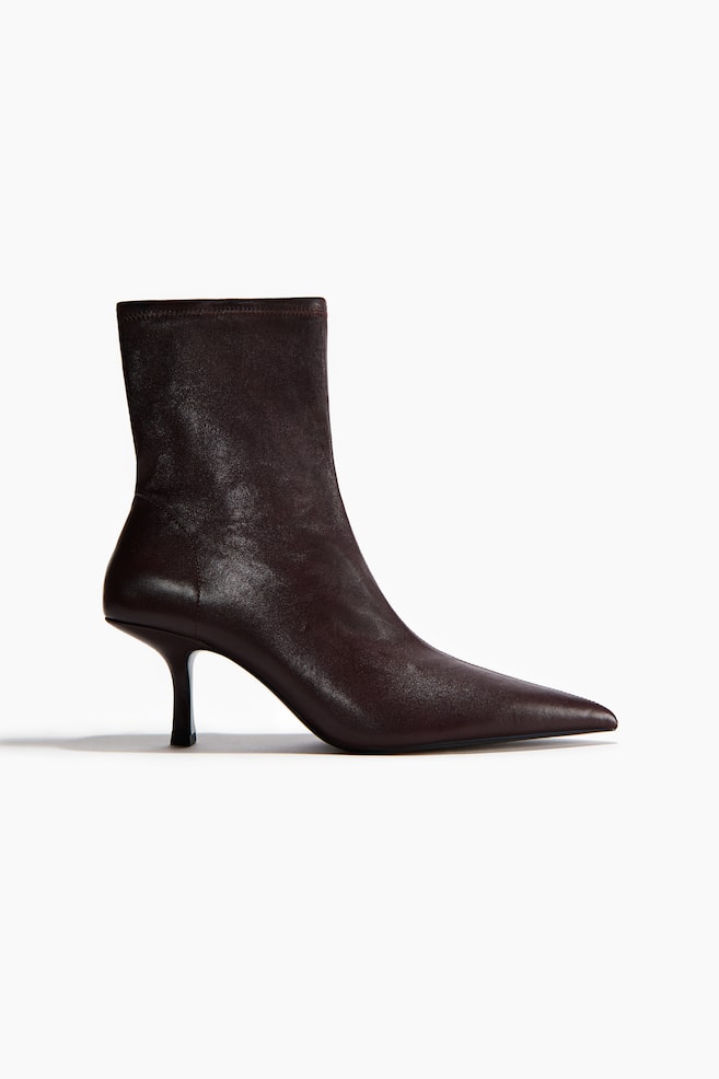 Bottines chaussettes en cuir - Bordeaux/Beige foncé/Taupe foncé/Noir - 1