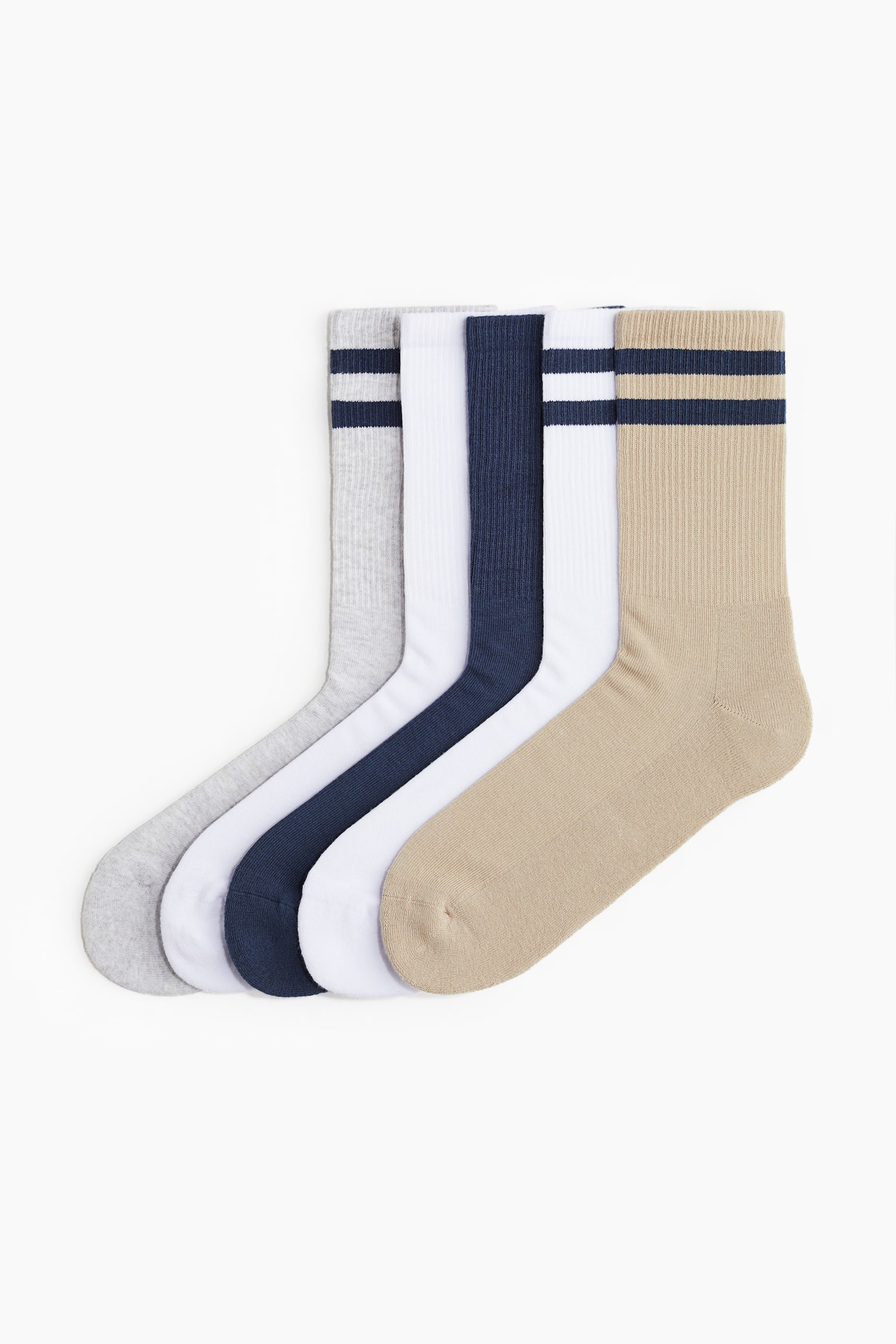 5-pack socks - Beige/Navy blue/White/Grey/Grey marl/Black/Grey/White - 1