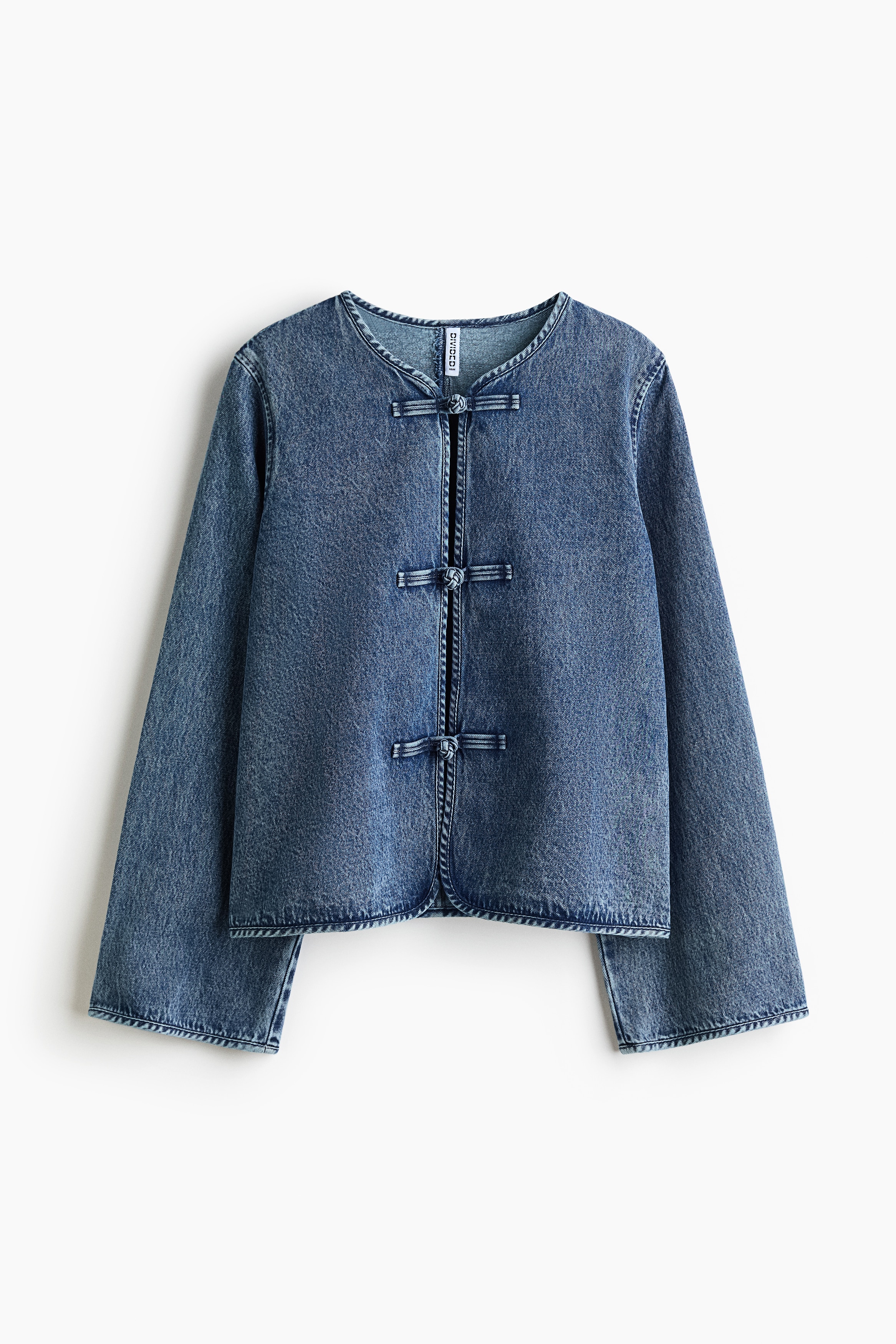 Veste en denim avec boutons noués - Bleu denim