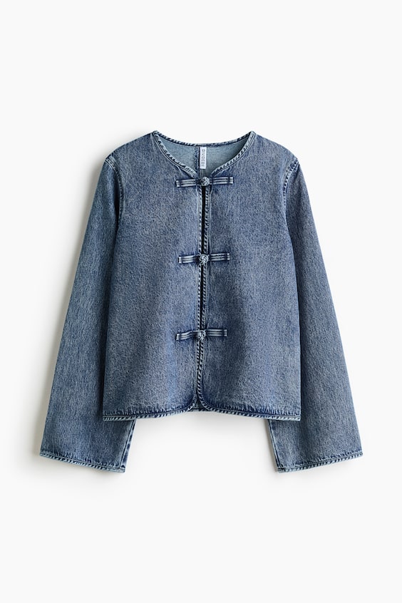 Женские куртки H&M Knot-Button Denim Jacket