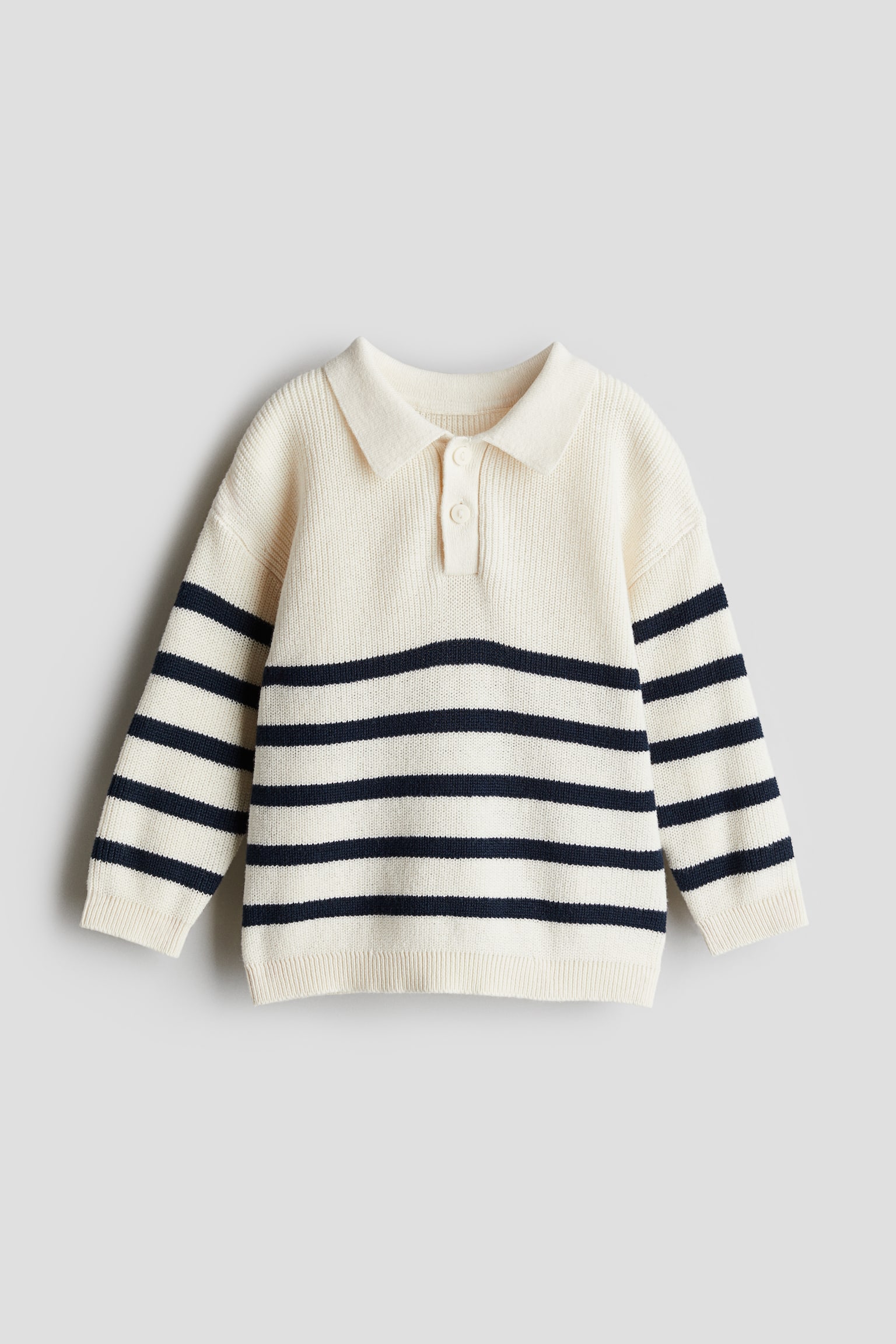 Cotton-knit jumper - White/Blue striped - 1