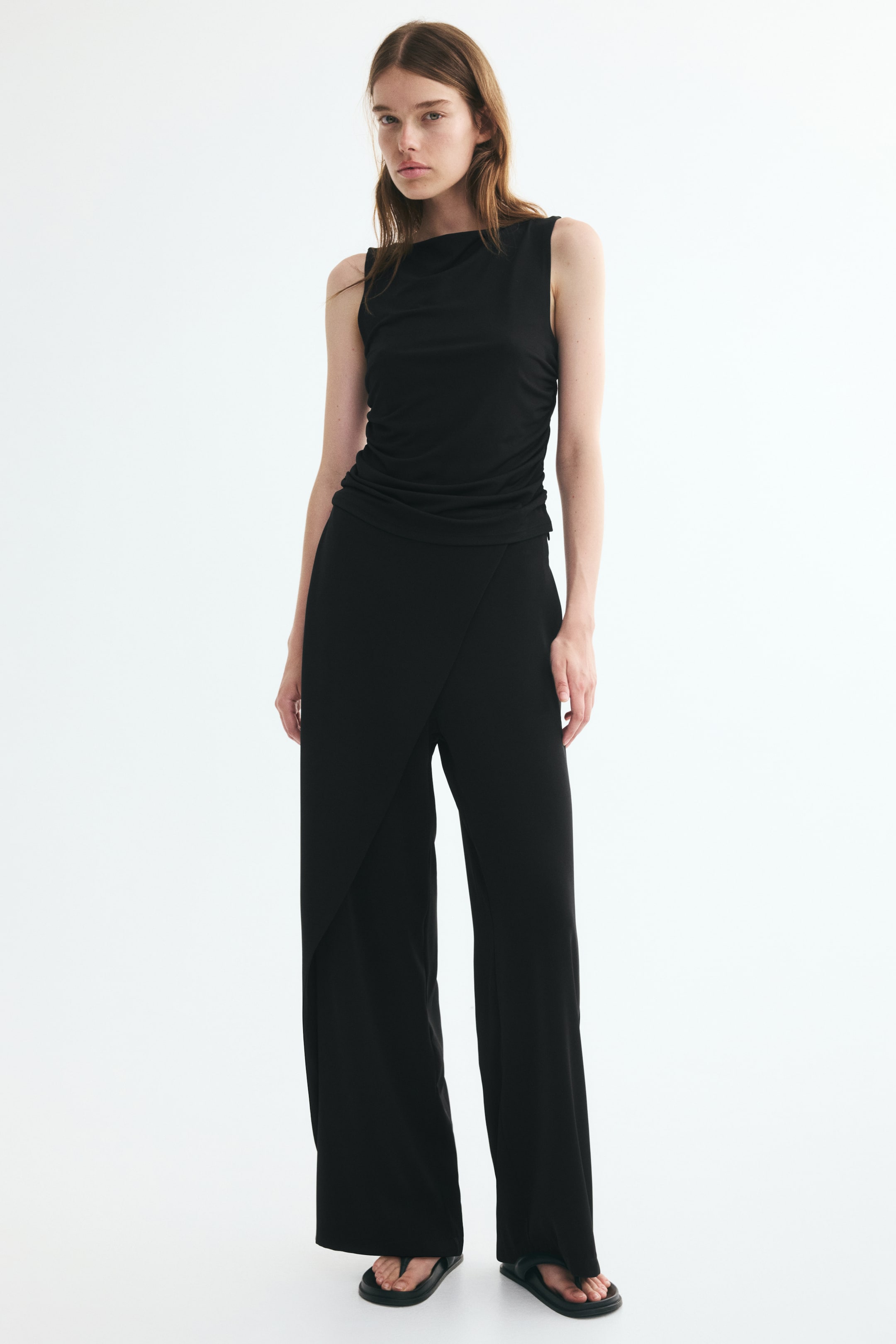 Wrap-Detail Twill Pants