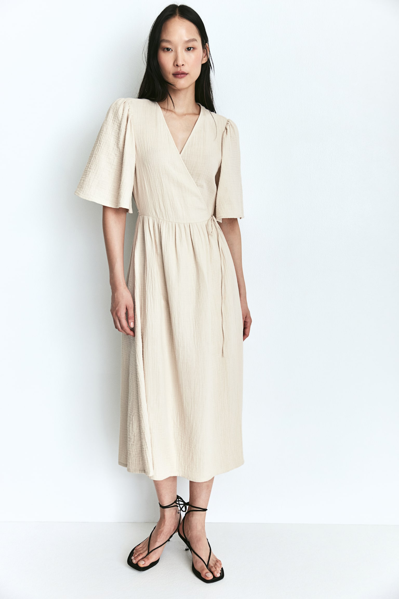 Muslin wrap dress - Light beige - 1