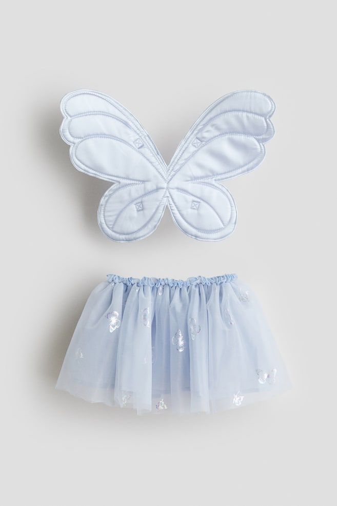 Ensemble de déguisement 2 pièces - Bleu clair/Rose clair/fleuri/Pêche/rayures arc-en-ciel - 1