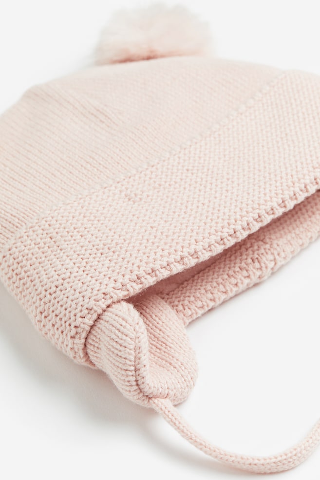 Fleece-lined beanie with earflaps - Light pink/Mole/Light beige - 2