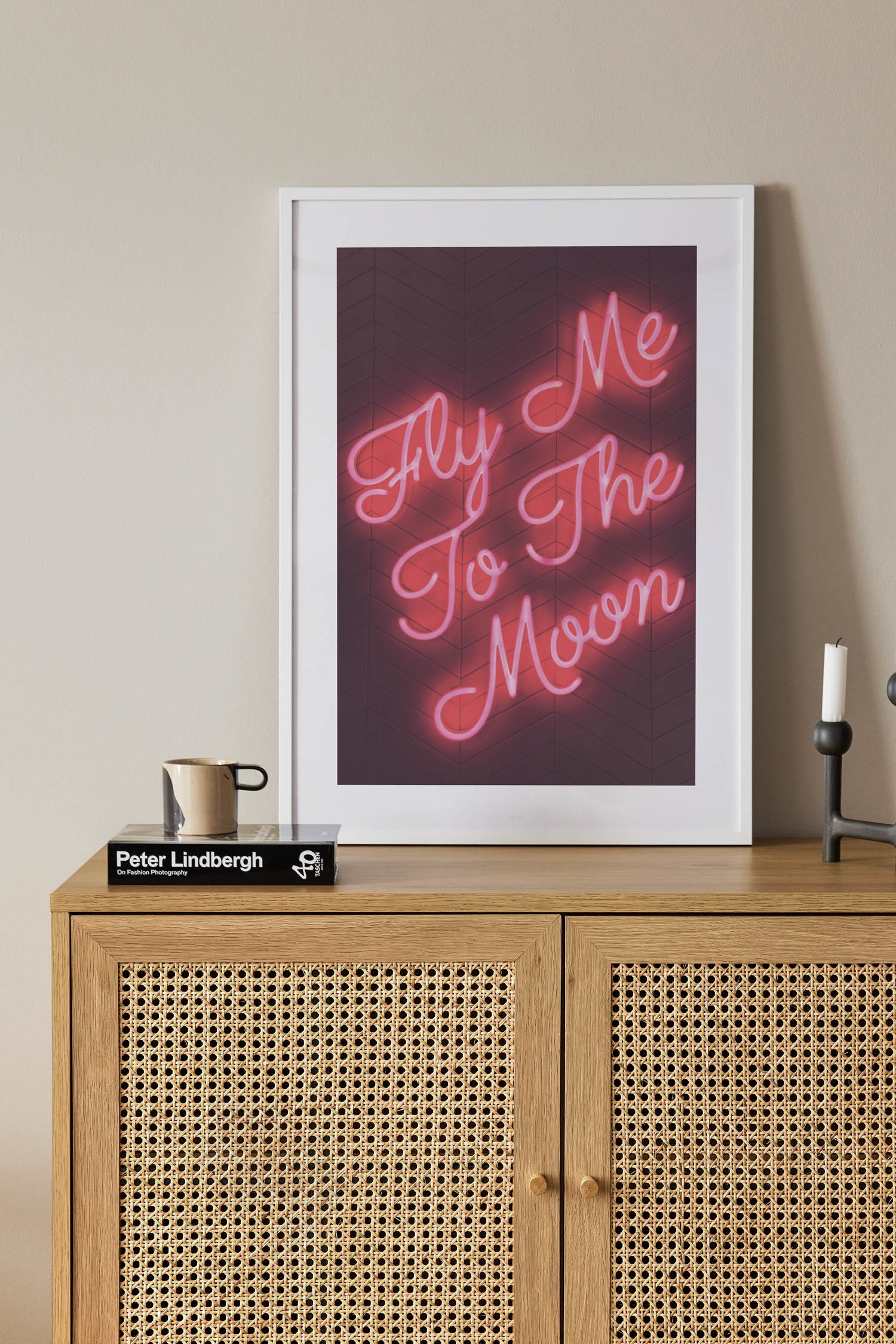 Fly Me Neon Poster - Red/white