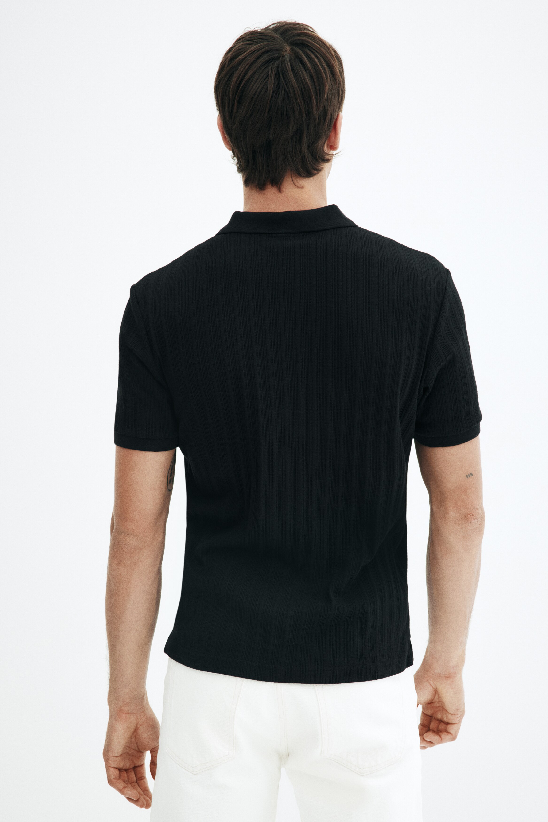 Slim Fit Textured jersey polo shirt