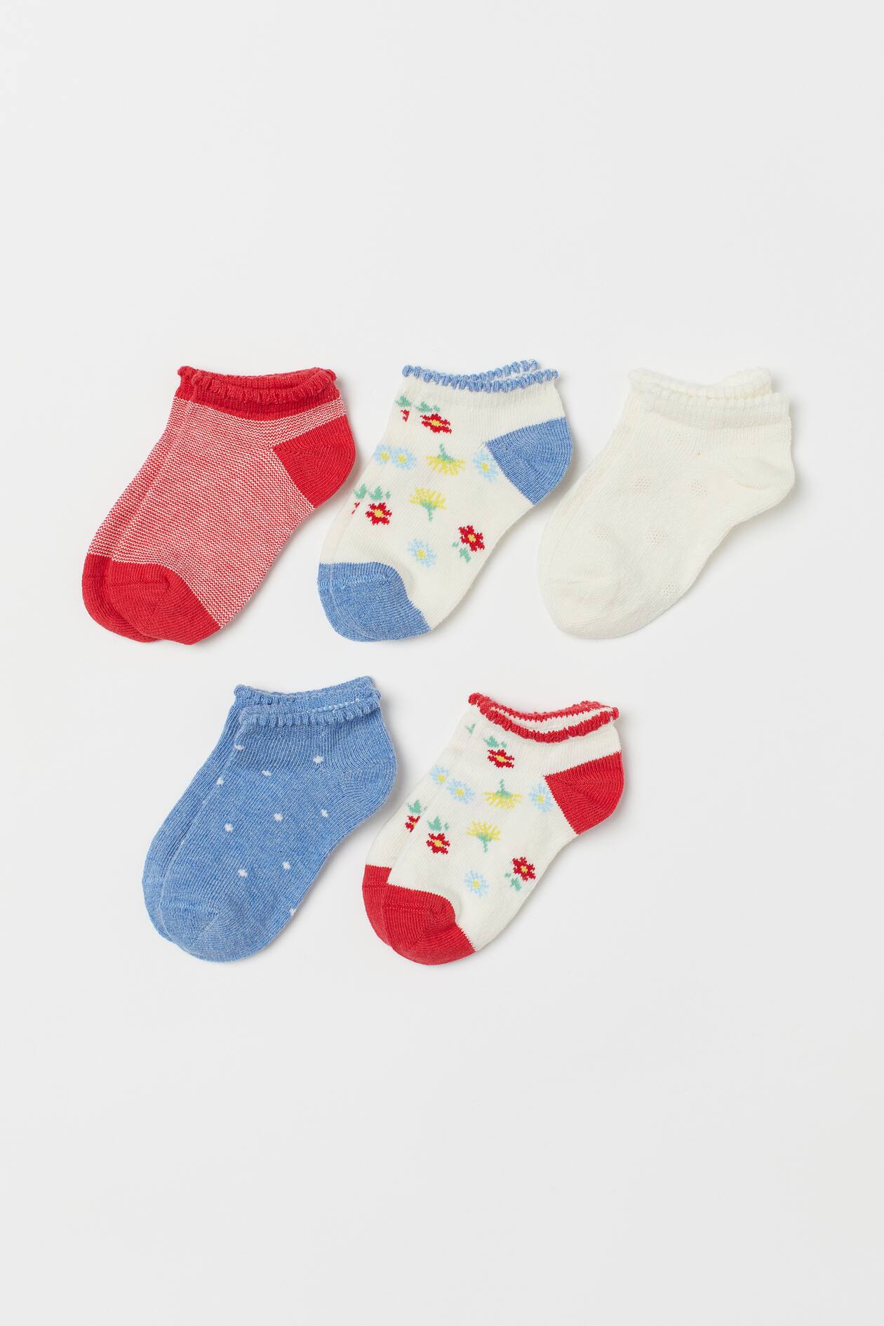 5-pack trainer socks - Red/Floral - Kids | H&M GB