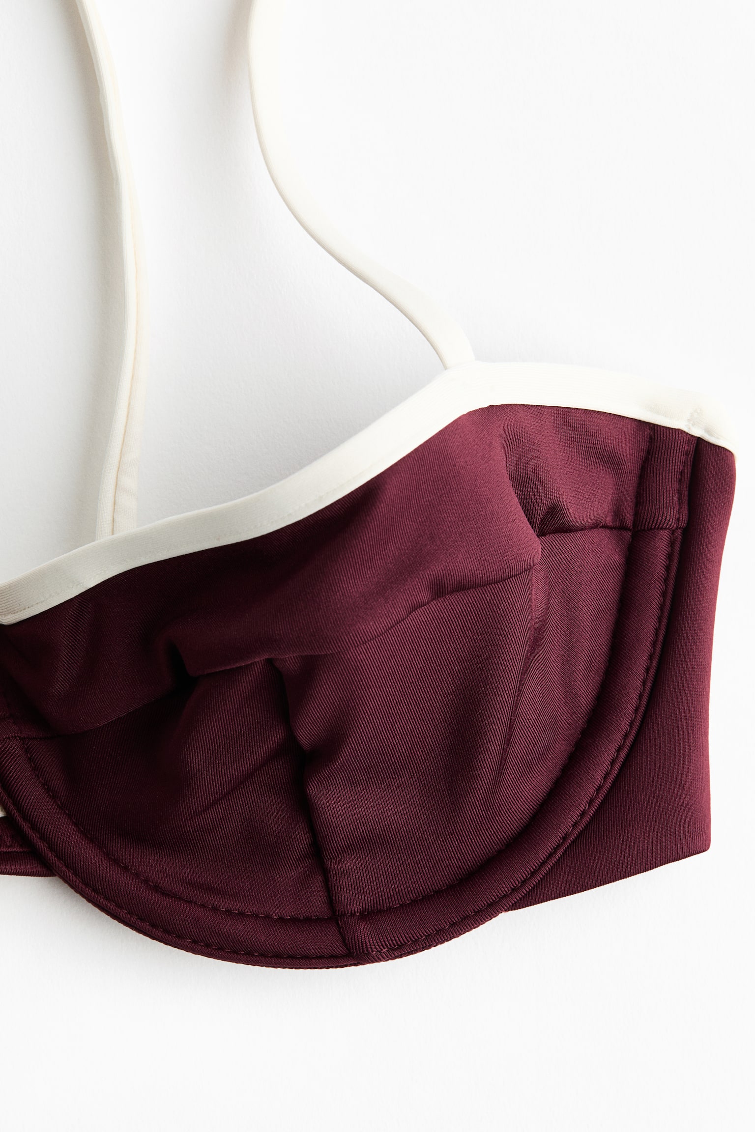 半罩式比基尼上衣 - 酒紅色 - 5