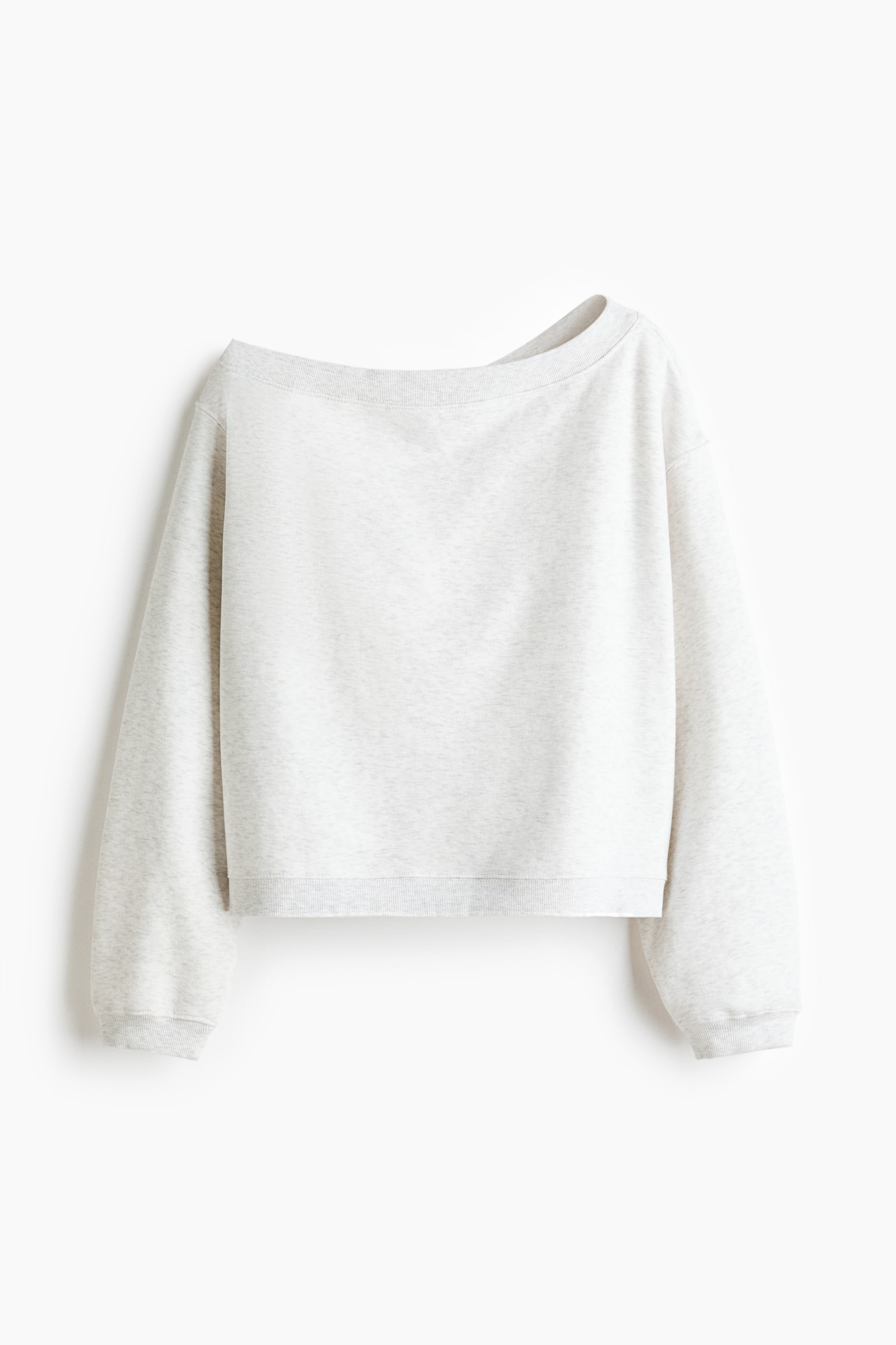 One-shoulder sweatshirt - Light grey marl/Dark brown - 2