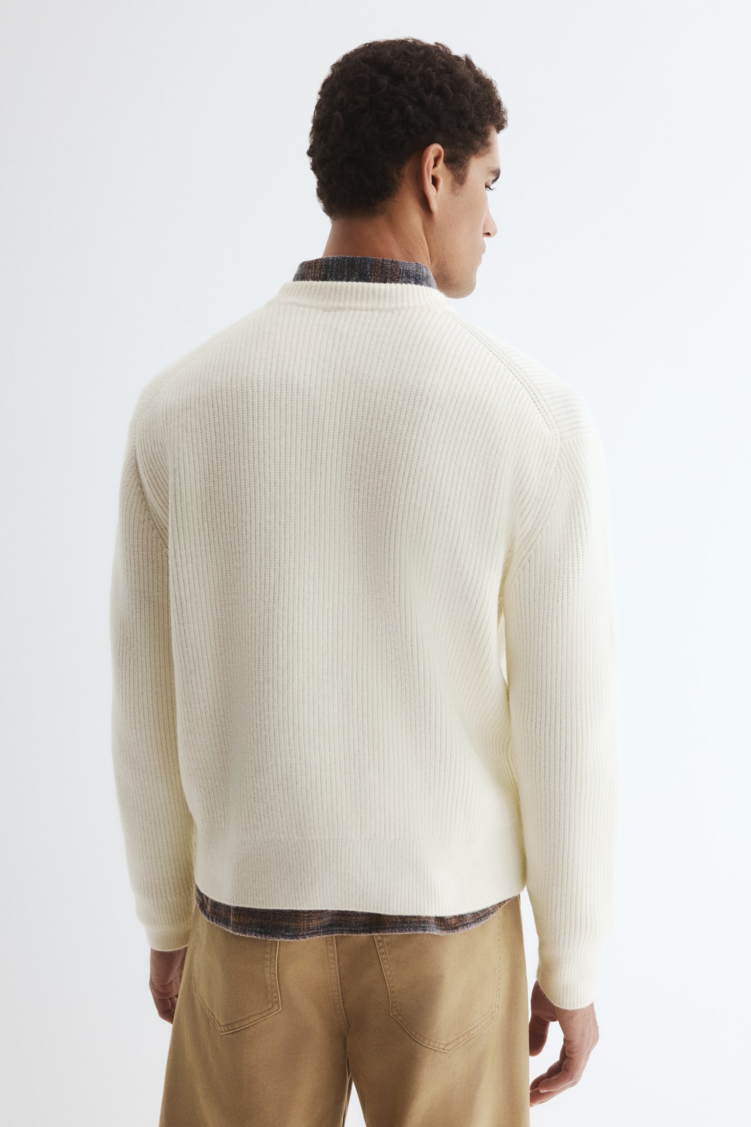 Gerippter Pullover in Loose Fit - Weiß/Marineblau/Dunkelgrün - 5