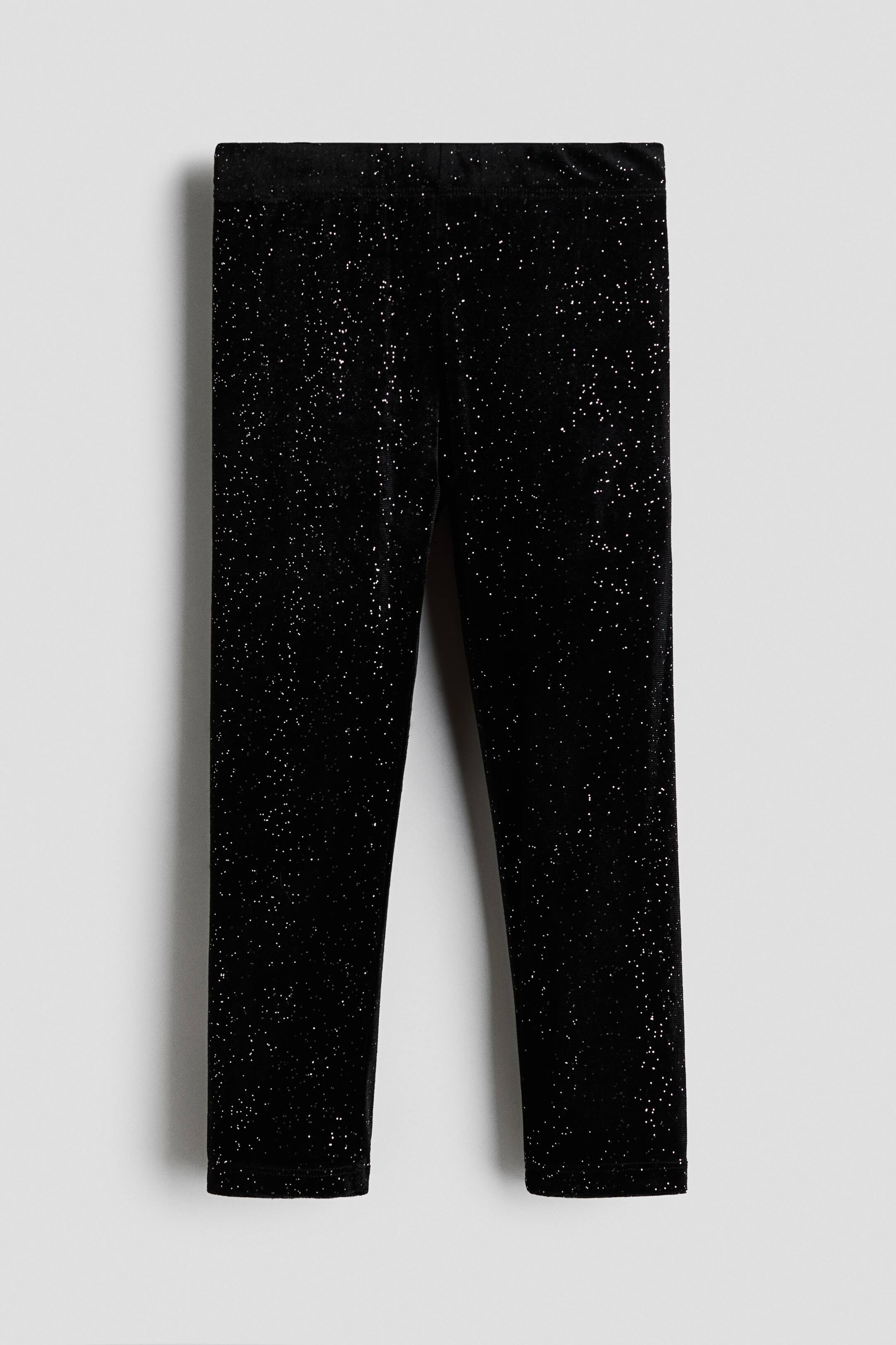 View larger image: Glittery velour leggings - Black/Glittery - Kids | H&M 1