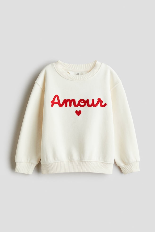 Sweatshirt - White/Amour/White/Cherries/Cream/Dance Everyday/Light grey marl/Butterflies/Black/Hearts/Light beige/Unicorn/Light pink/Horse/Navy blue/Paris/Light pink/Paris - 1