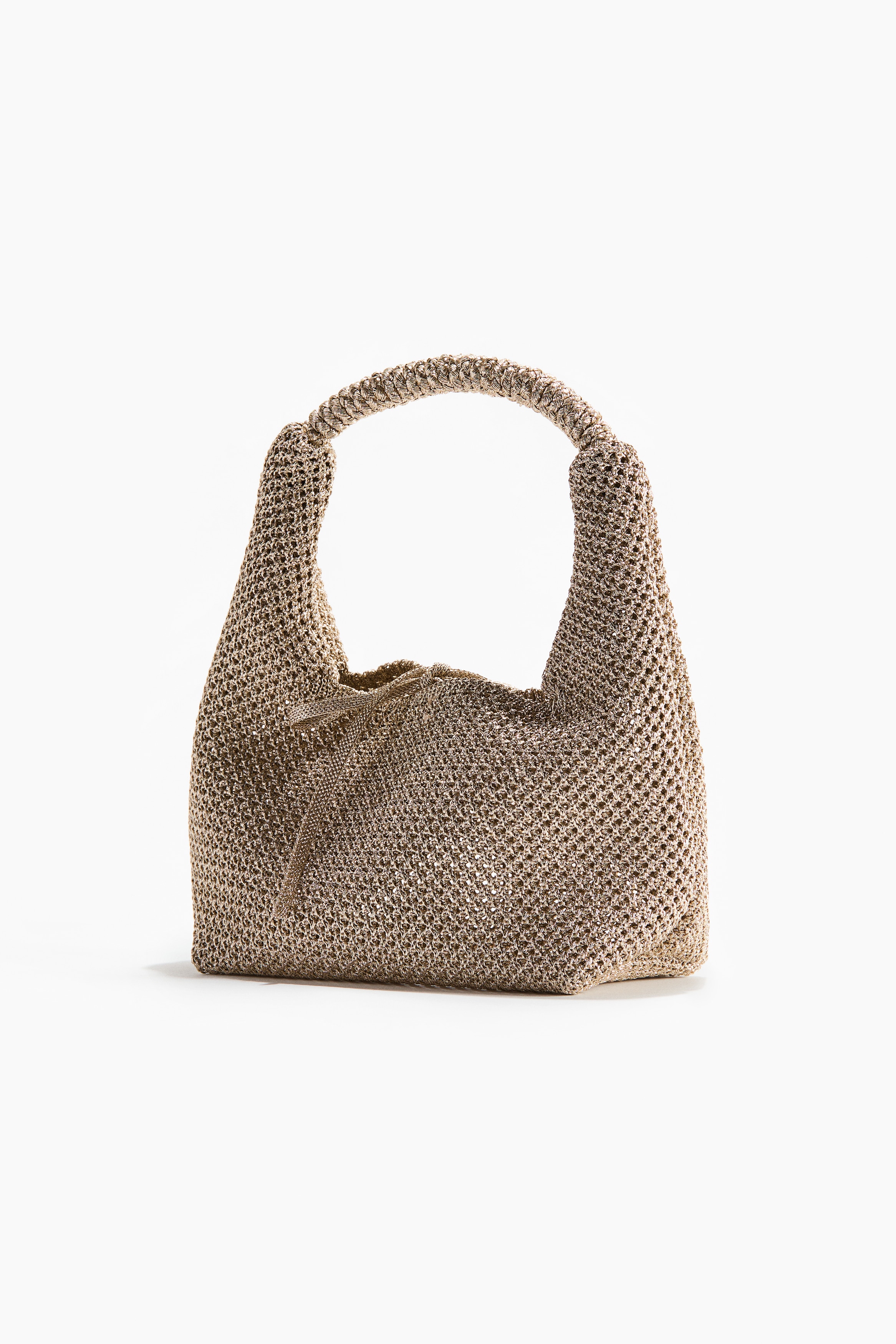 Glittery hole-knit handbag