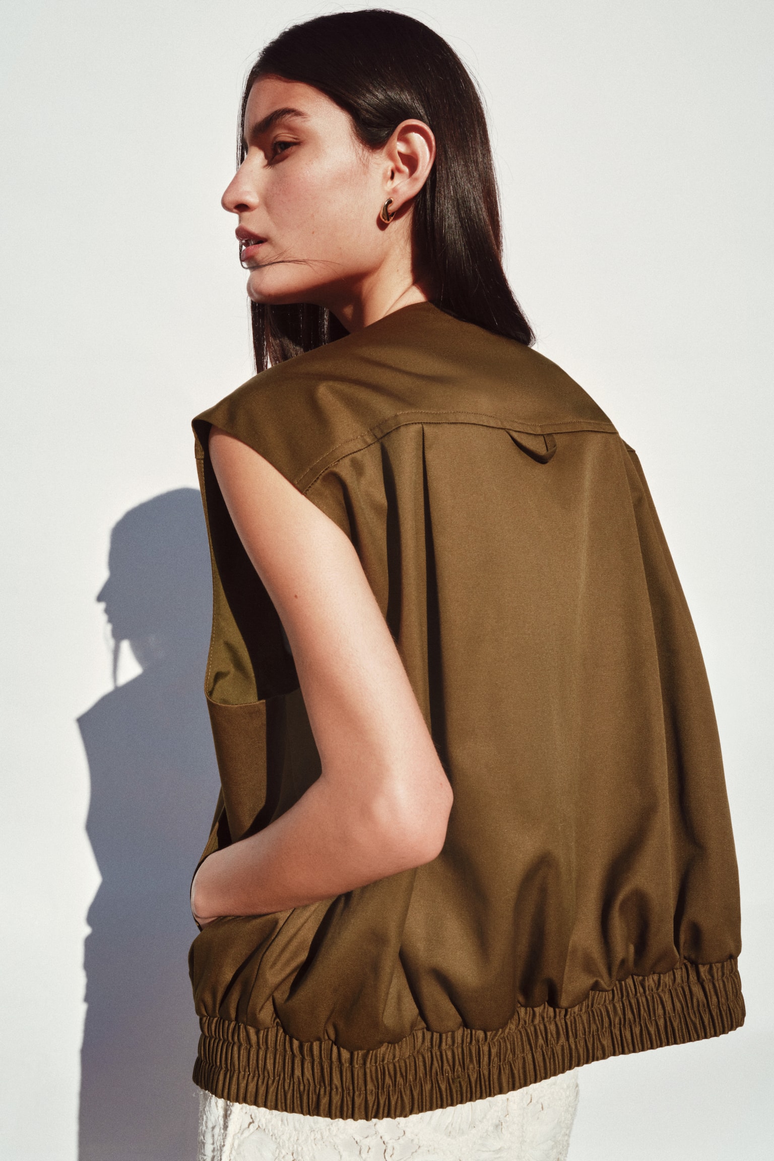 Twill gilet - Dark golden olive - 4