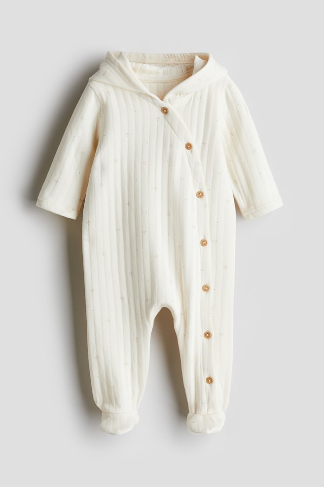 Quilted romper suit - Cream/Floral - 1