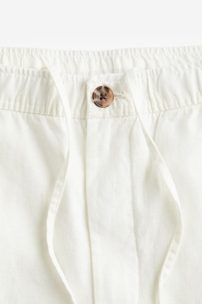 Shorts in misto lino Regular Fit - Bianco/Beige chiaro/Grigio chiaro/Marrone scuro/dc - 3