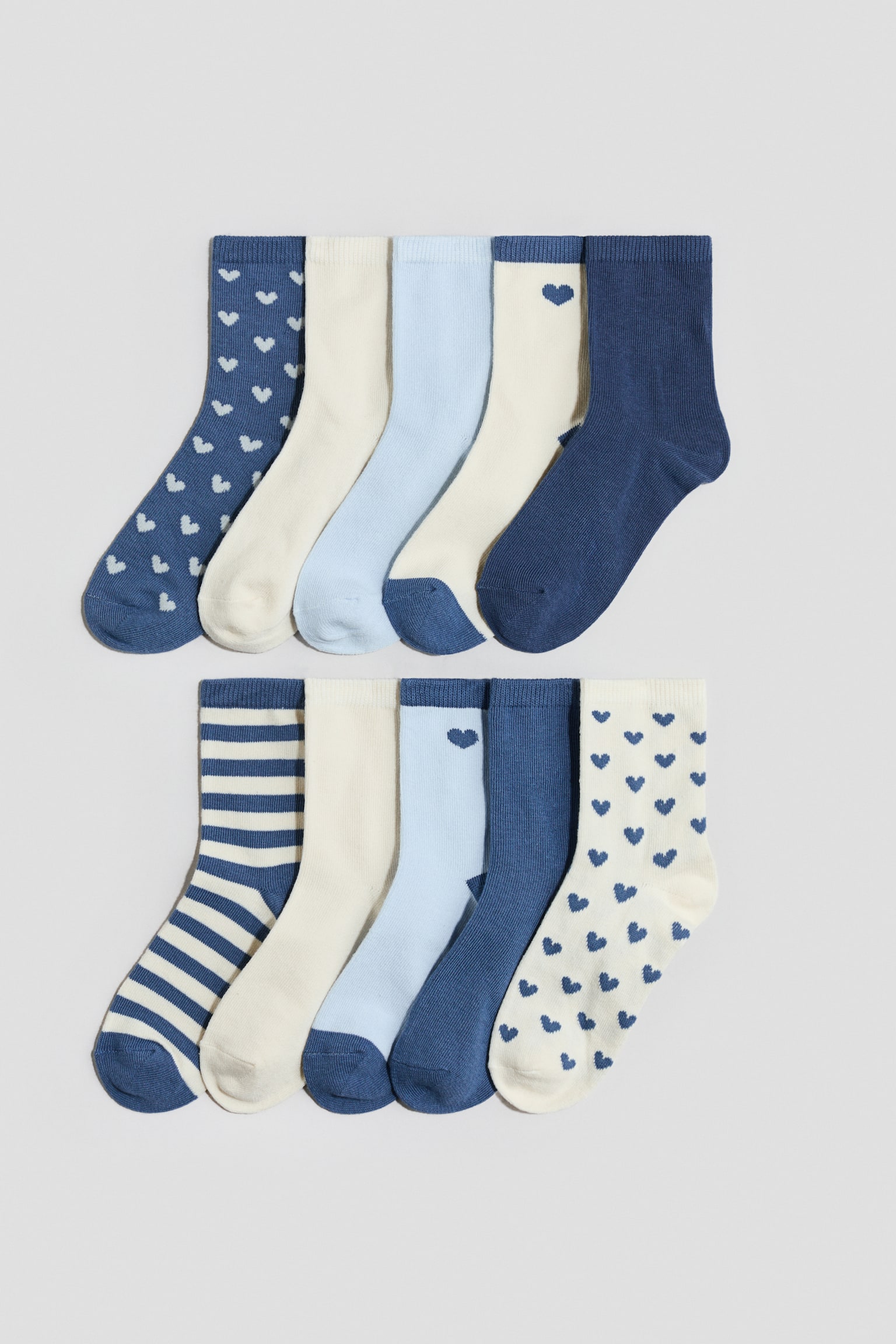 10-pack de calcetines - Azul/Corazones/Rosa claro/Moños/Ciruela/Cerezas/Blanco/Corazones beige