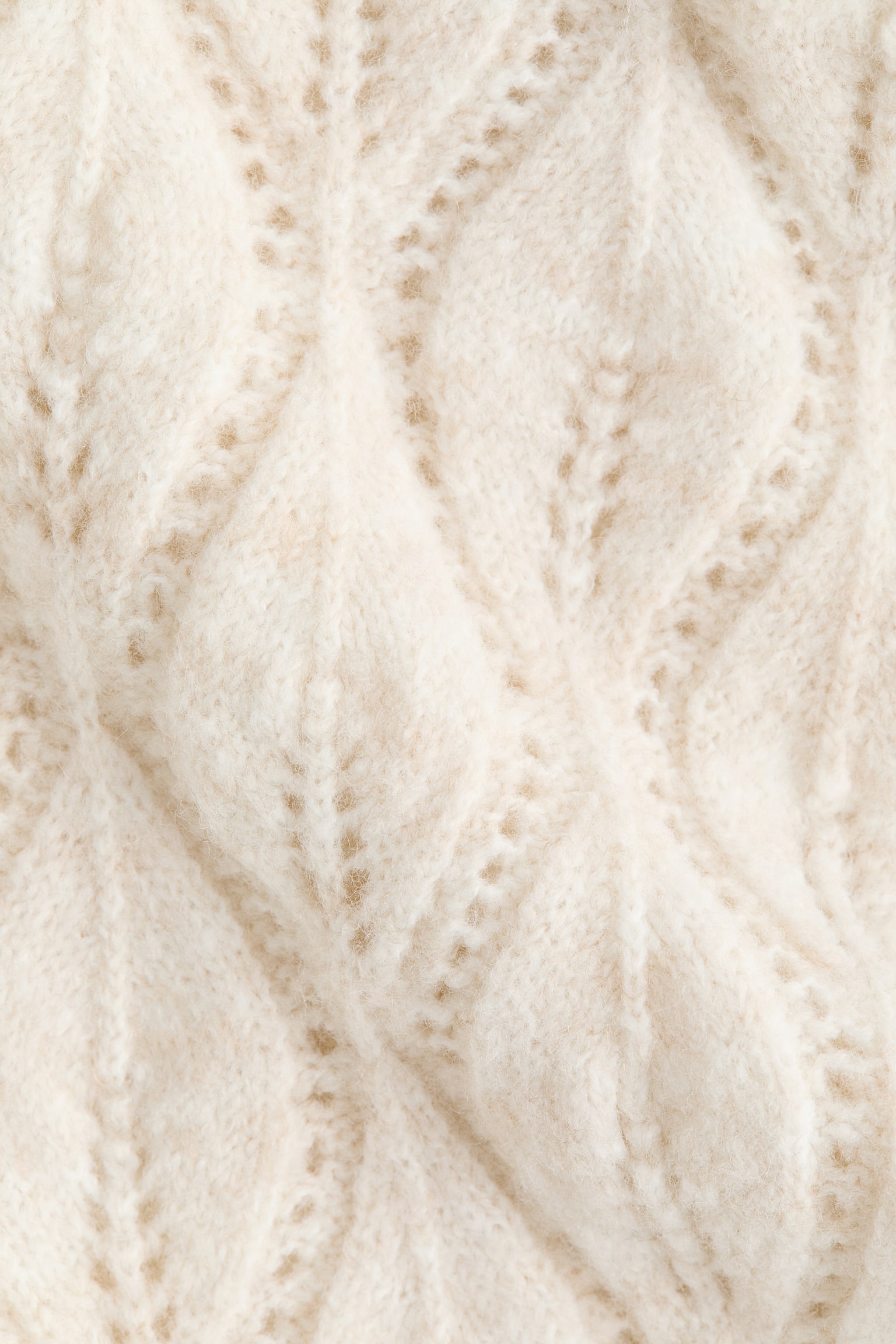 Lyukmintás kötött kardigán - Világosbézs - 3