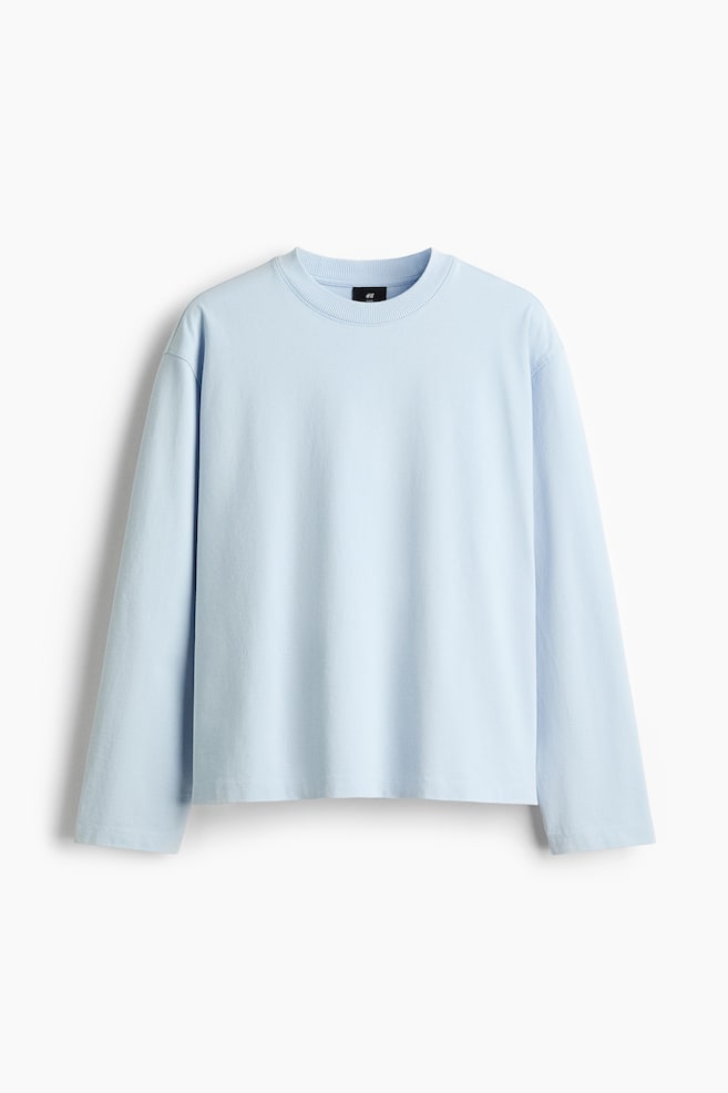 Loose-Fit Long-Sleeved Shirt - Light blue/Red - 1