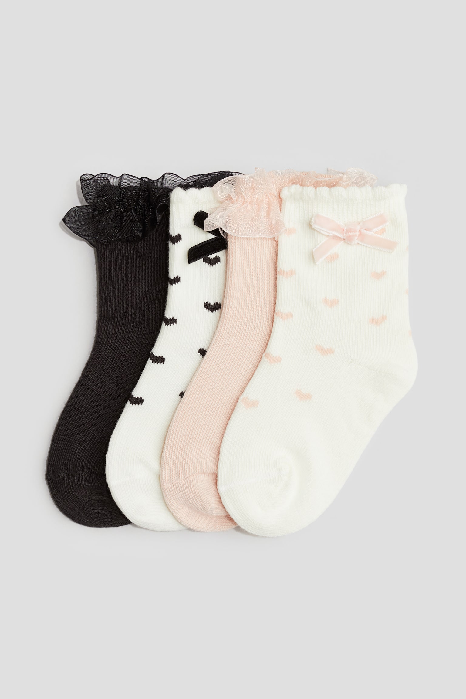 4-pack socks - Pink/Hearts/Red/Dark blue/Pink/Cherries/Beige/White/Cream/Dusty pink/Navy blue/Beige - 1