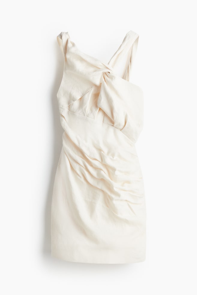 Minirobe asymétrique en lin - Crème - 1