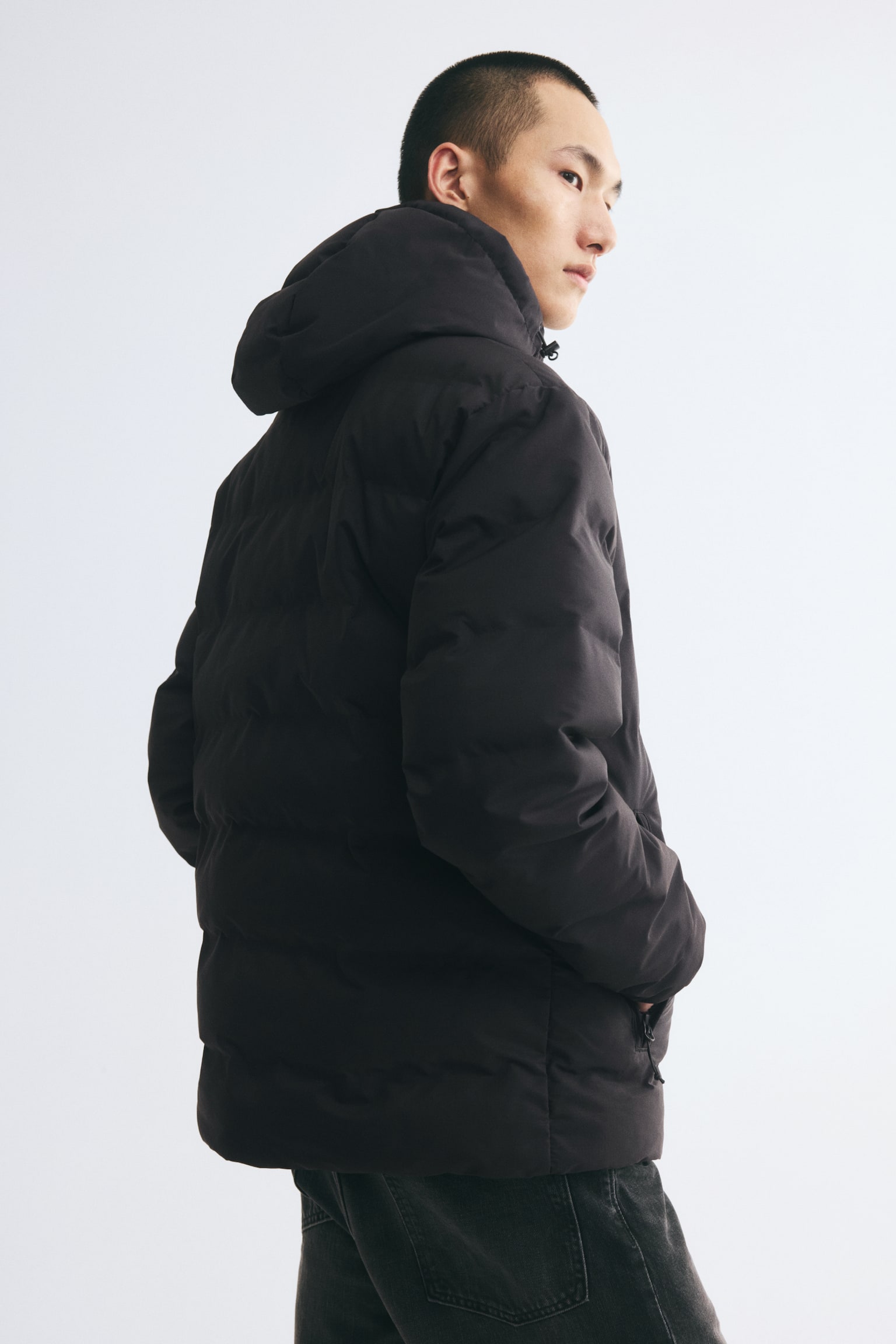Мужская куртка H&M Padded Windproof and Water-Repellent, цвет: Чёрный — фото 4