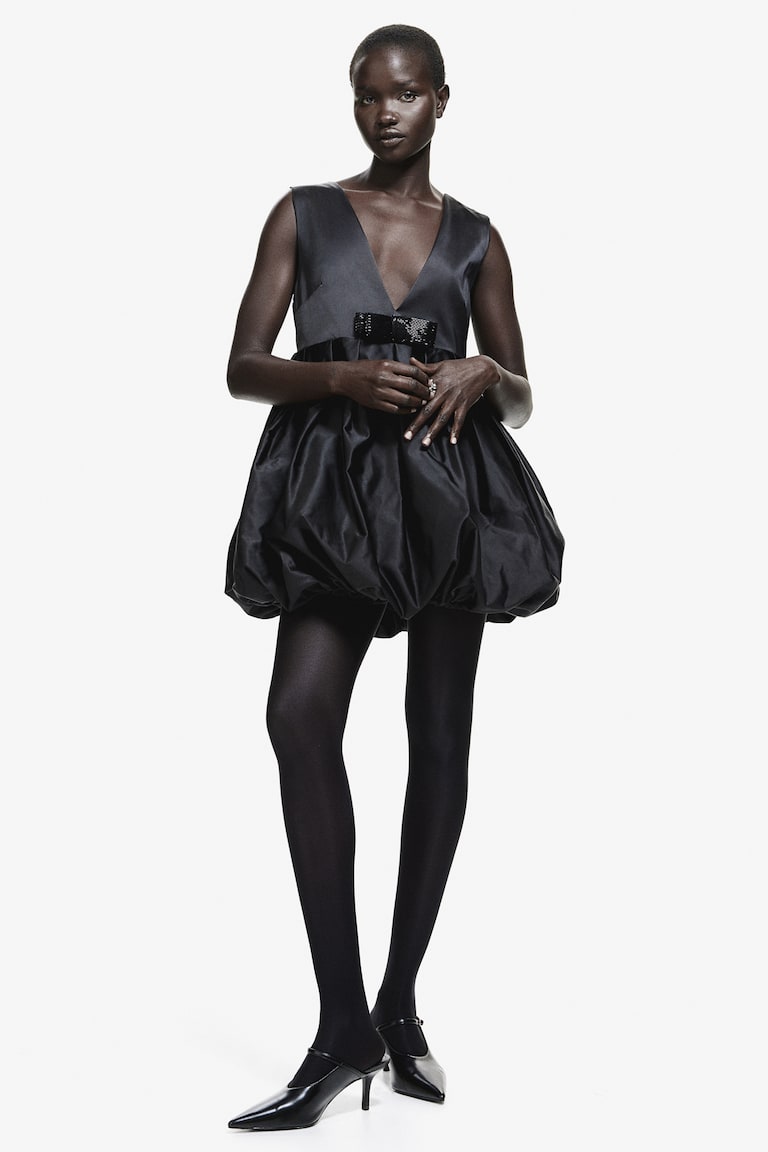 H&m Abito Nero A Palloncino H&M Abito A Tunica Da Annodare