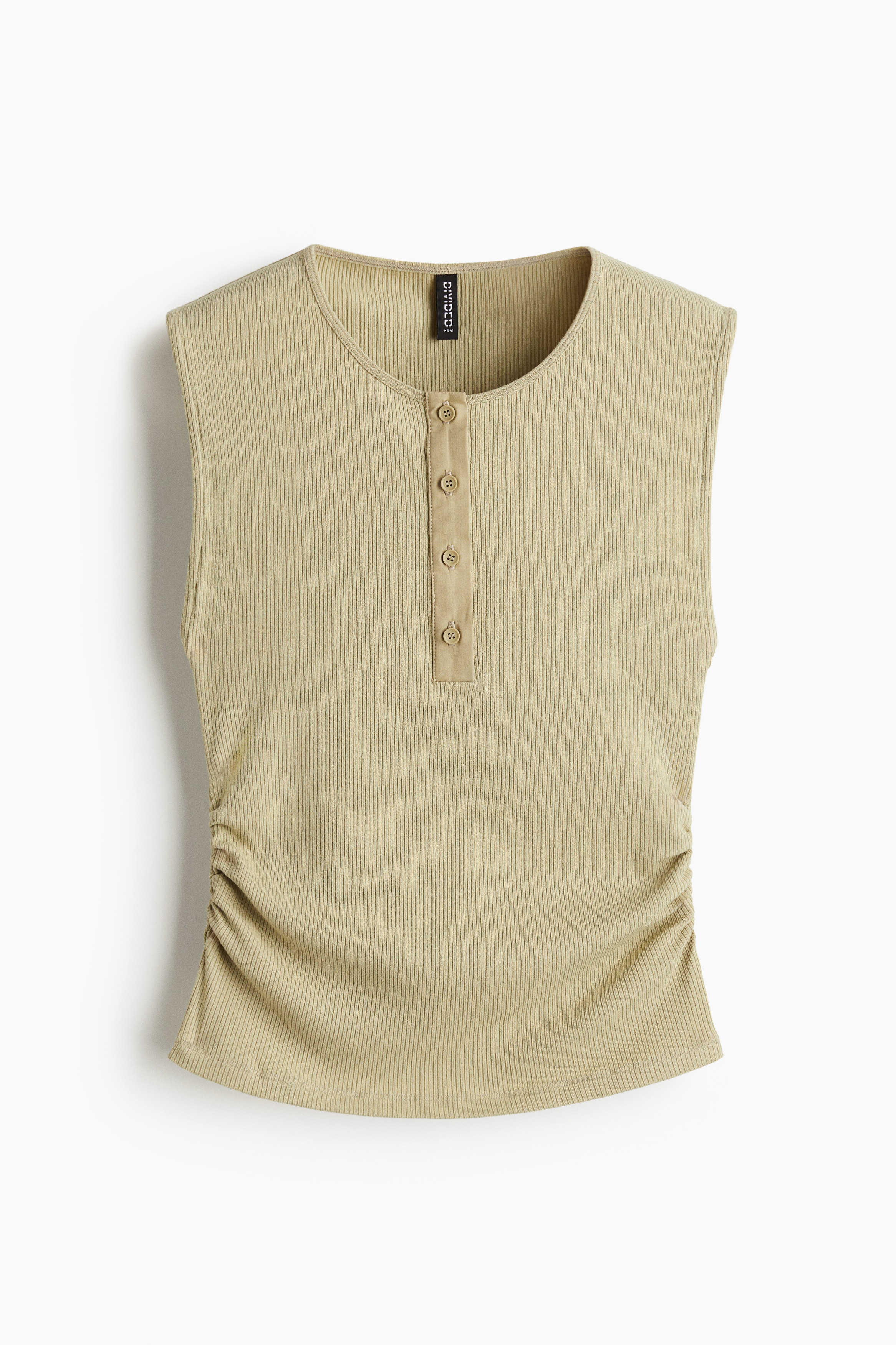 Draped Sleeveless Top - Light khaki green/Cream