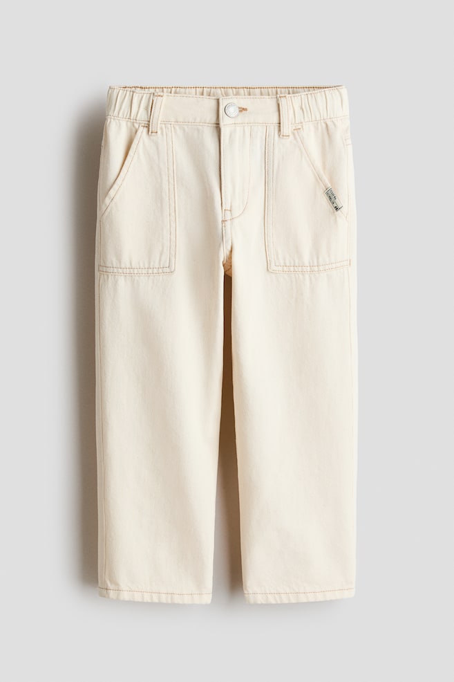 Jean ample à jambes fuselées - Crème/Bleu denim - 1