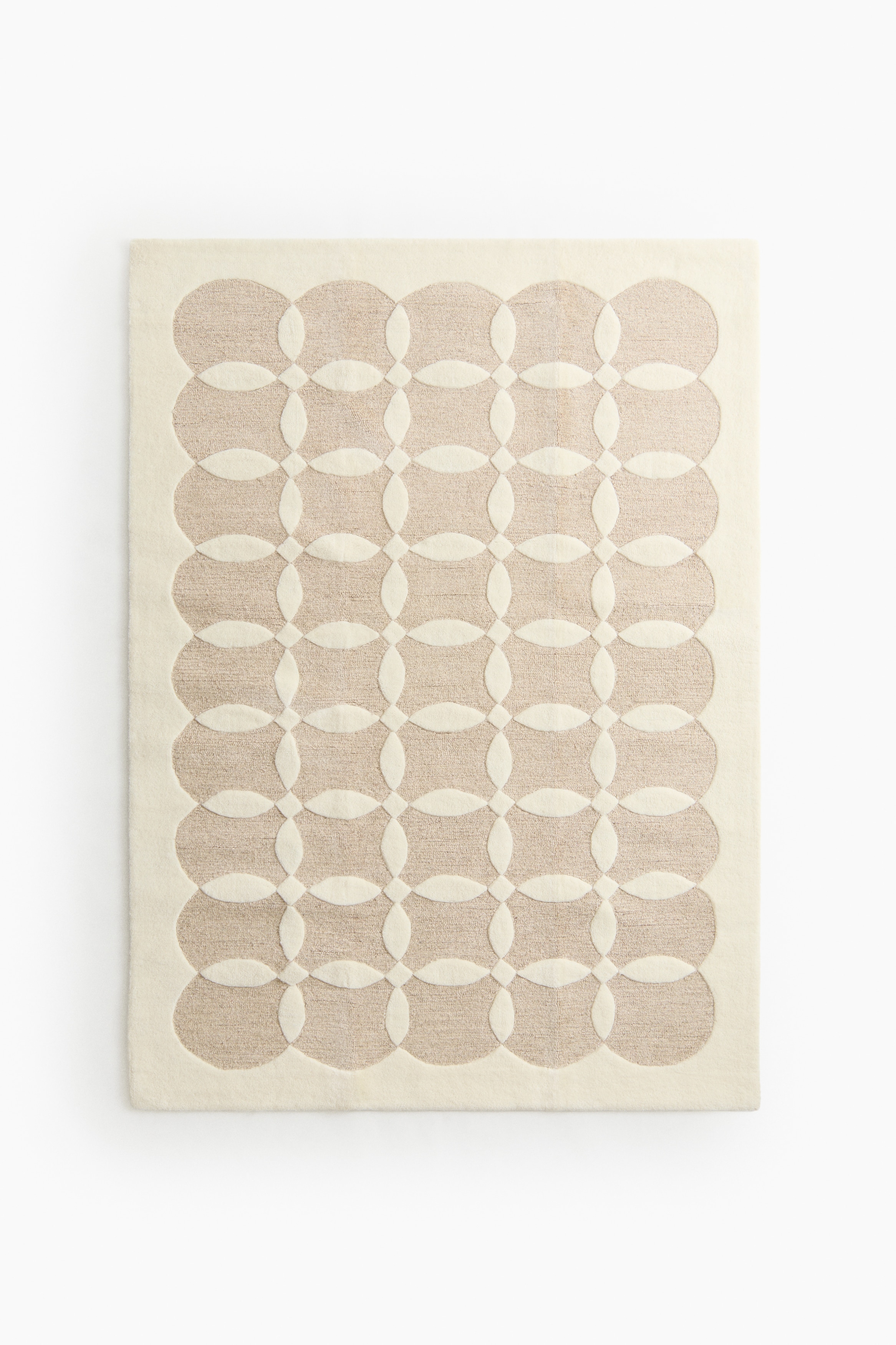 Tapis en laine tuftée - Beige clair/motif