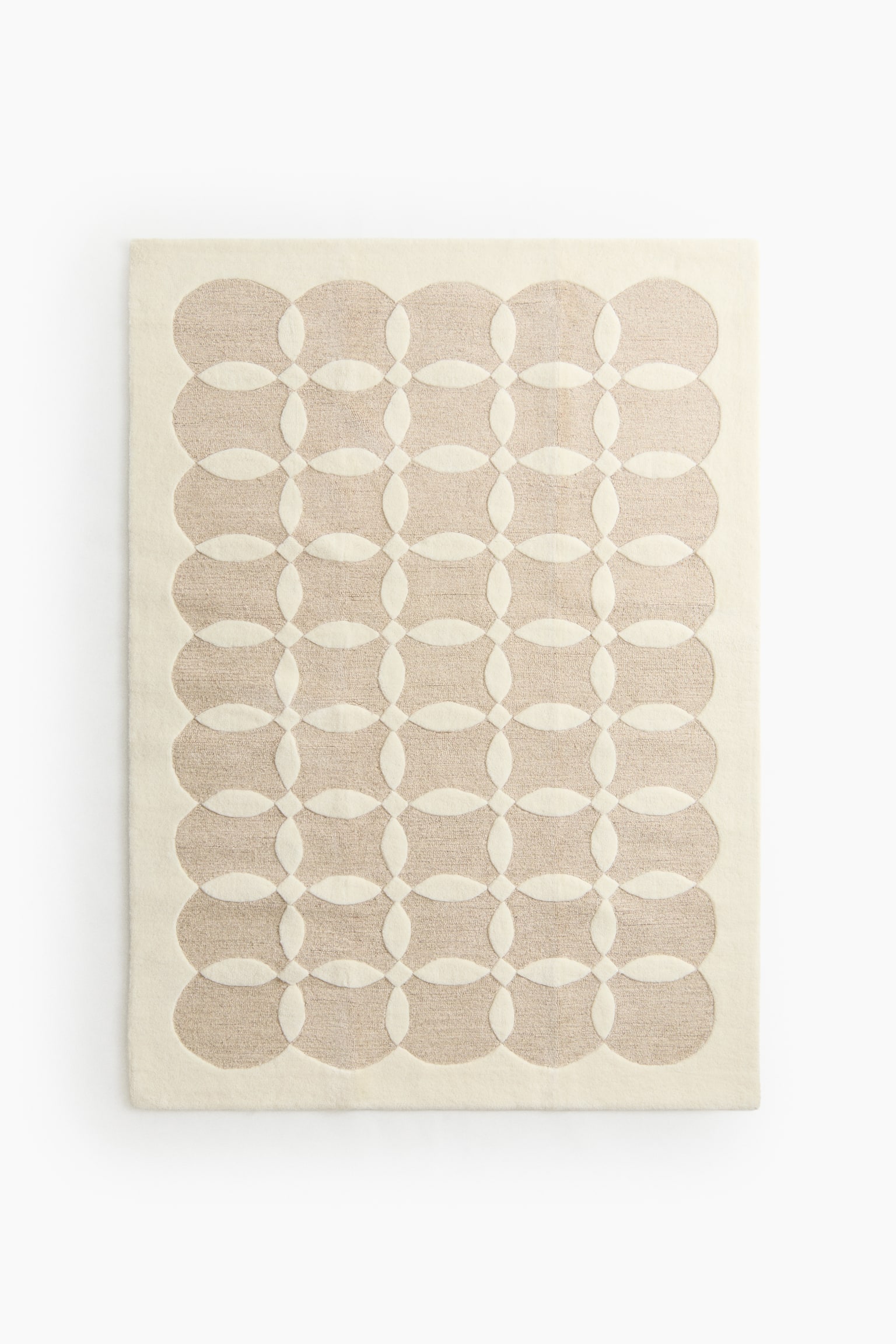 Tufted wool rug - Light beige/Patterned - 1