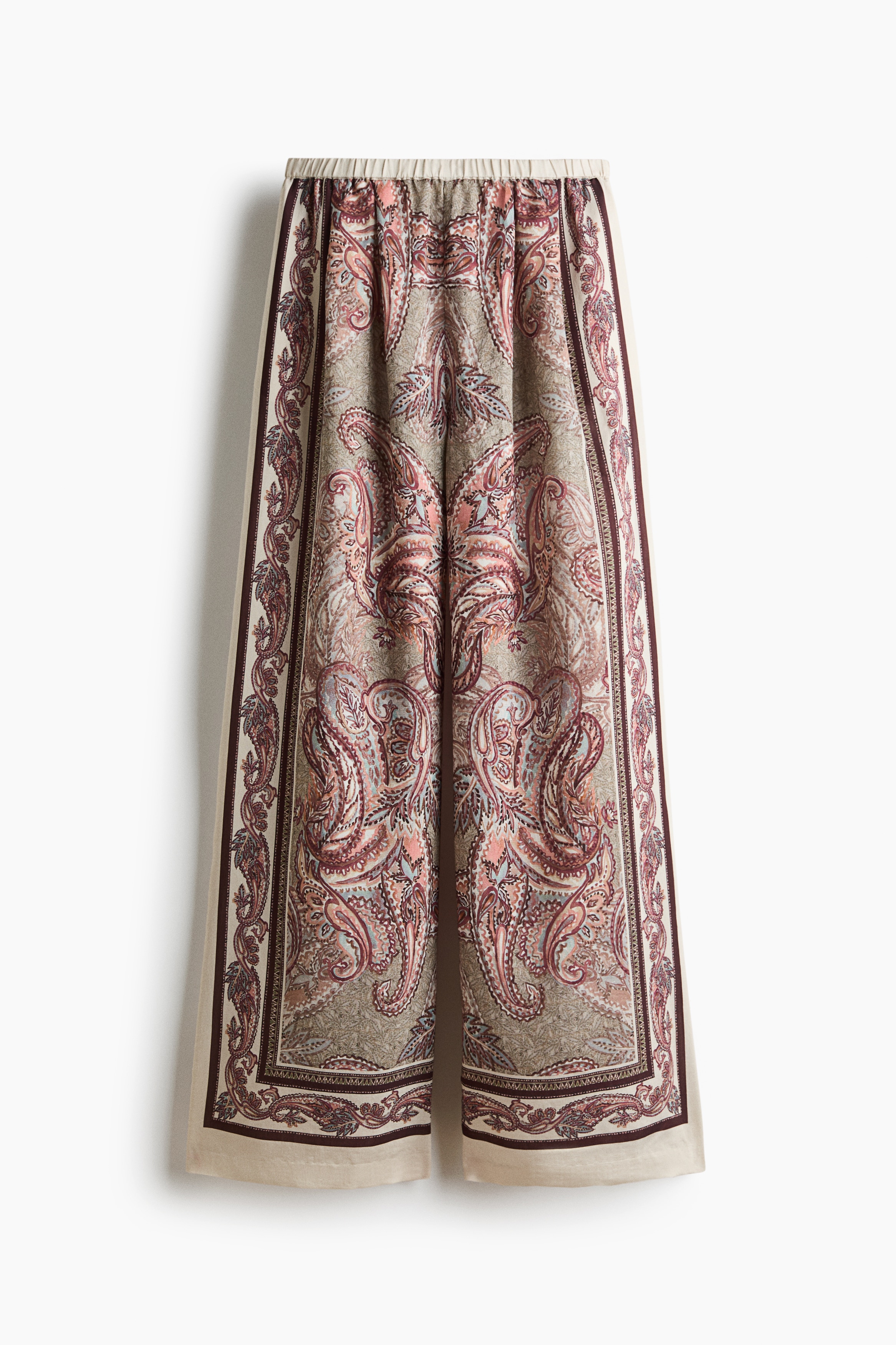 Viscose-Blend Pull-On Pants - Light beige/paisley