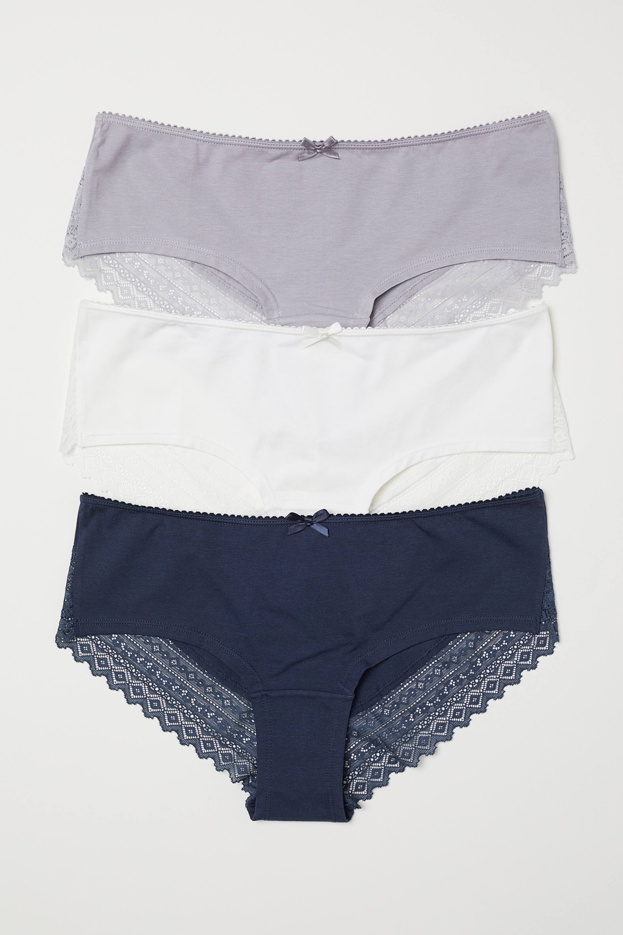 Größeres Bild ansehen: 3er-Pack Baumwollhipster - Dunkelblau/Weiß - Ladies | H&M DE 1